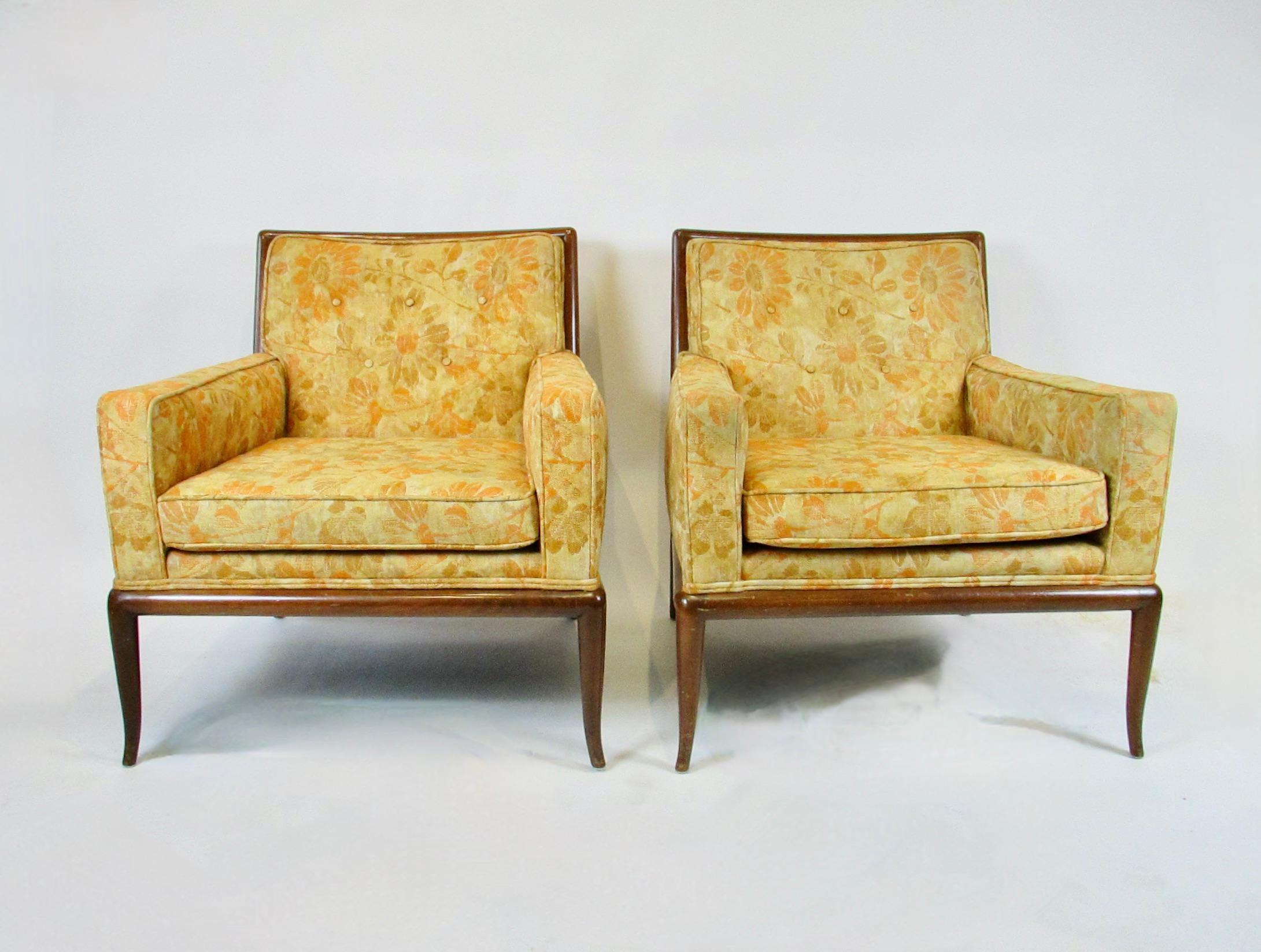 TH Robsjohn Gibbings paire de fauteuils de salon Widdicomb en état d'origine tel qu'il a été trouvé en vente 5