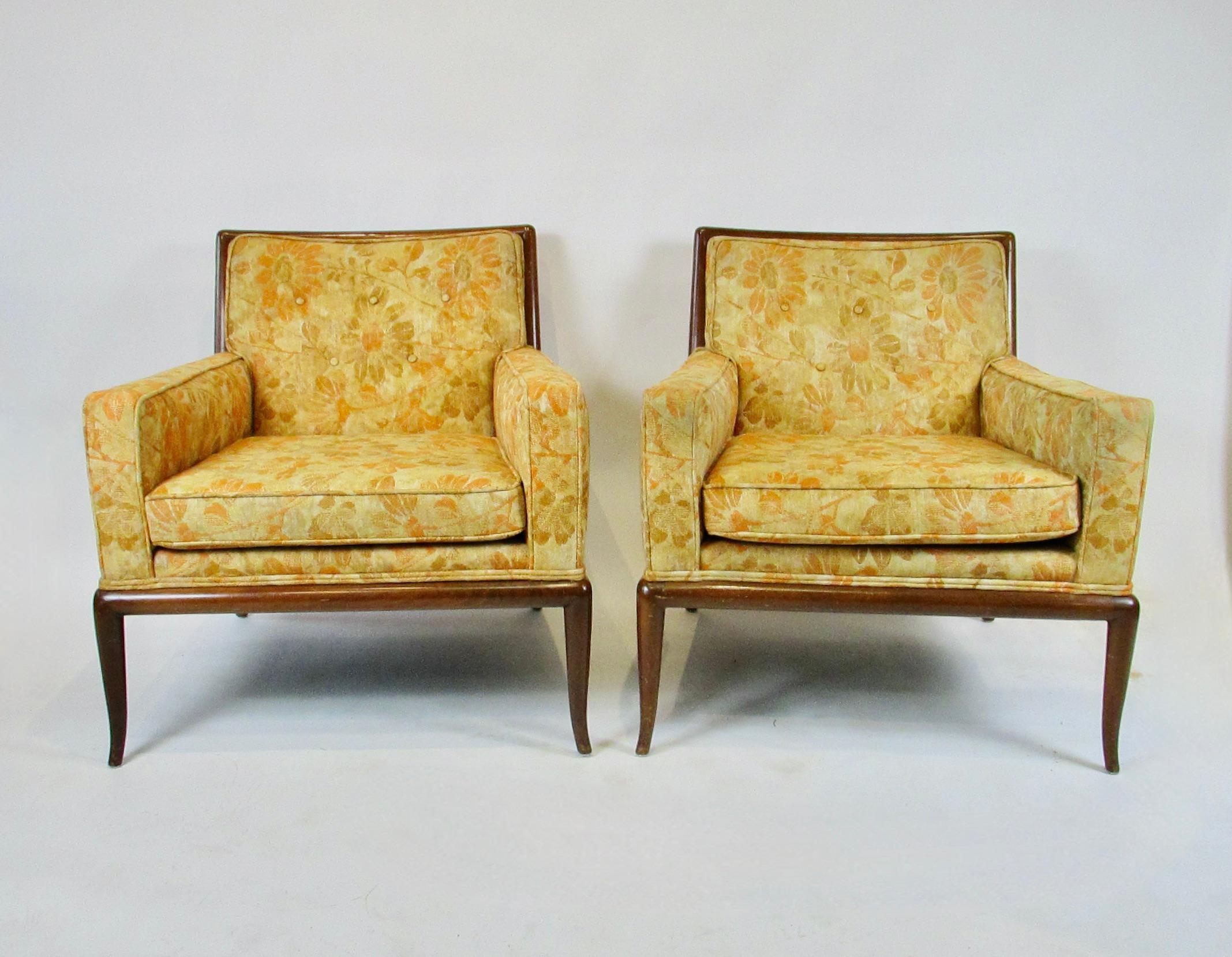TH Robsjohn Gibbings paire de fauteuils de salon Widdicomb en état d'origine tel qu'il a été trouvé en vente 6