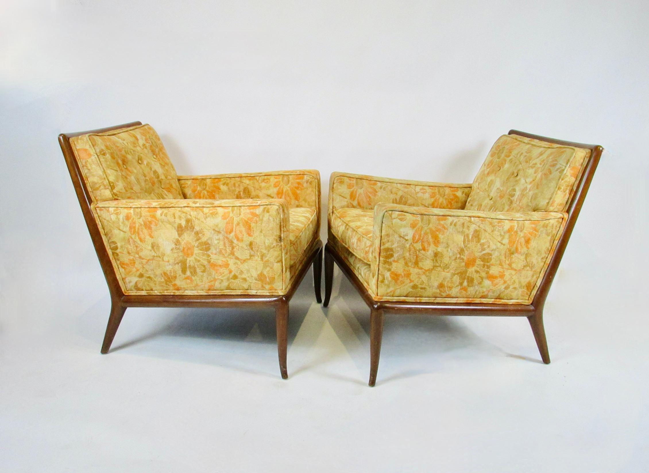 TH Robsjohn Gibbings paire de fauteuils de salon Widdicomb en état d'origine tel qu'il a été trouvé en vente 7