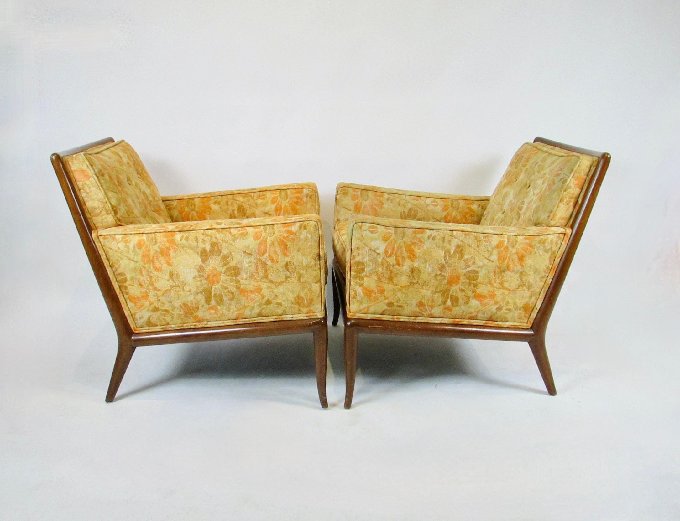 TH Robsjohn Gibbings paire de fauteuils de salon Widdicomb en état d'origine tel qu'il a été trouvé en vente 8