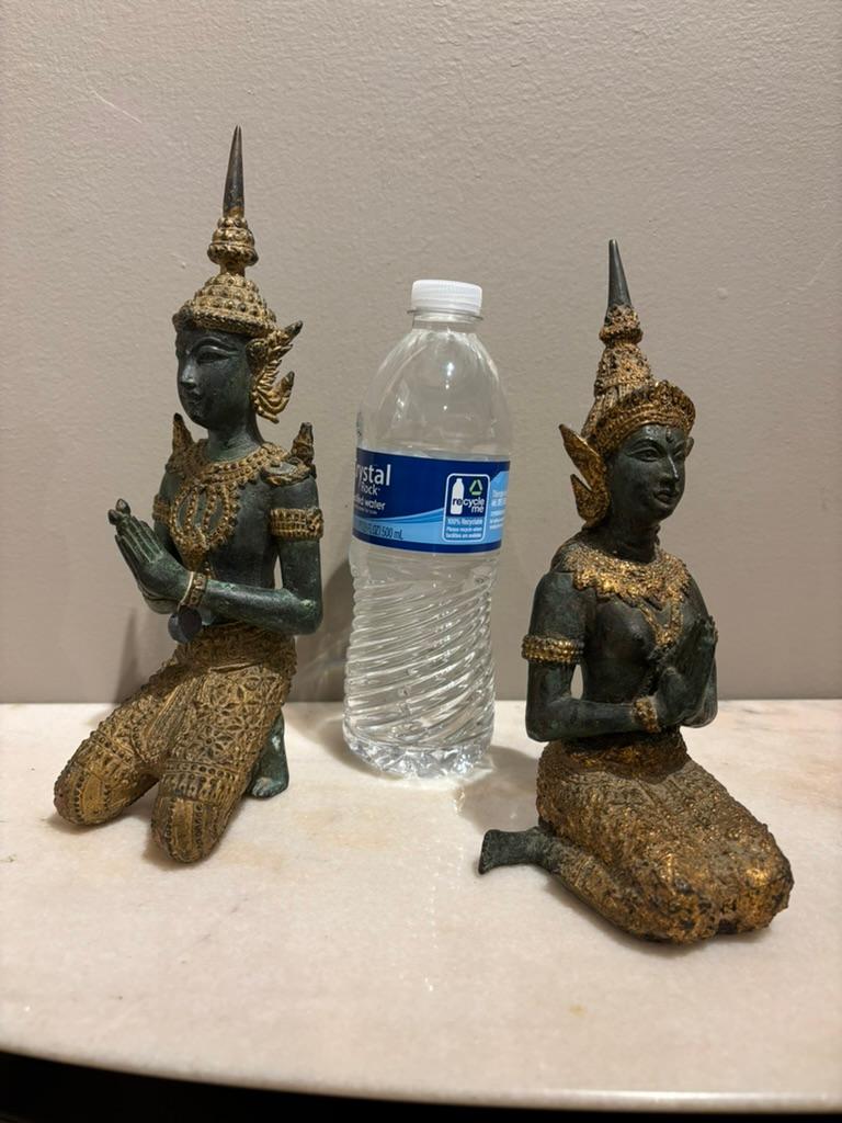 Pair Thai Gilt Bronze Kneeling Sacred Angels,  'White Lotus' Fans Take Notice! For Sale 12