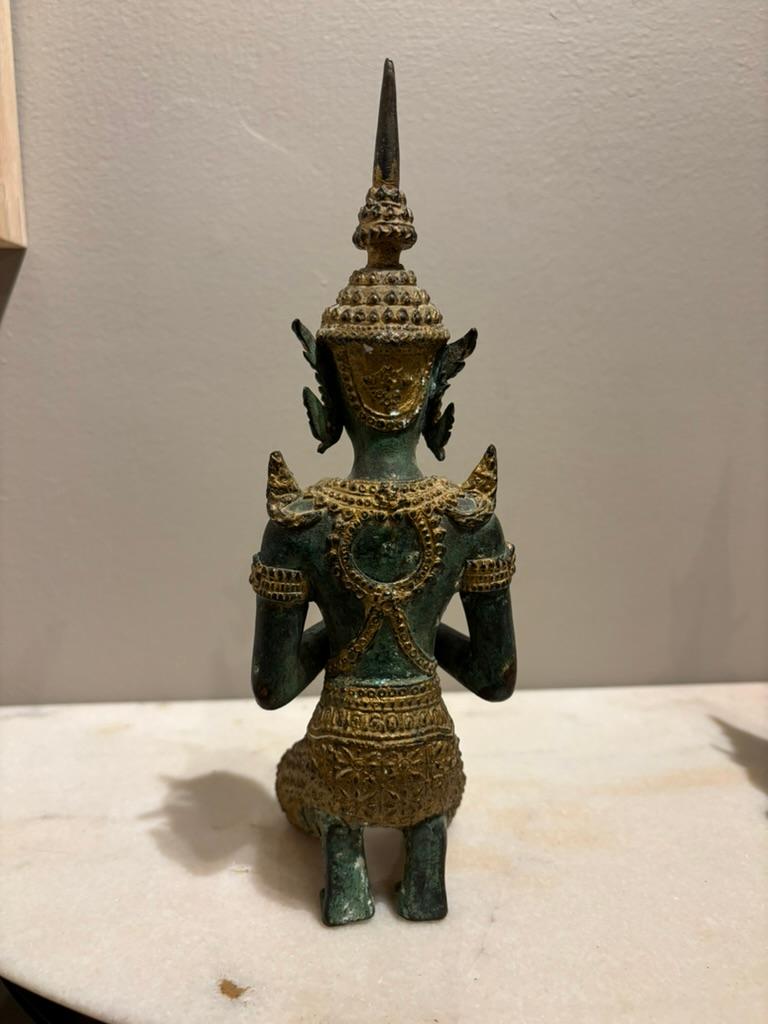 Pair Thai Gilt Bronze Kneeling Sacred Angels,  'White Lotus' Fans Take Notice! For Sale 13