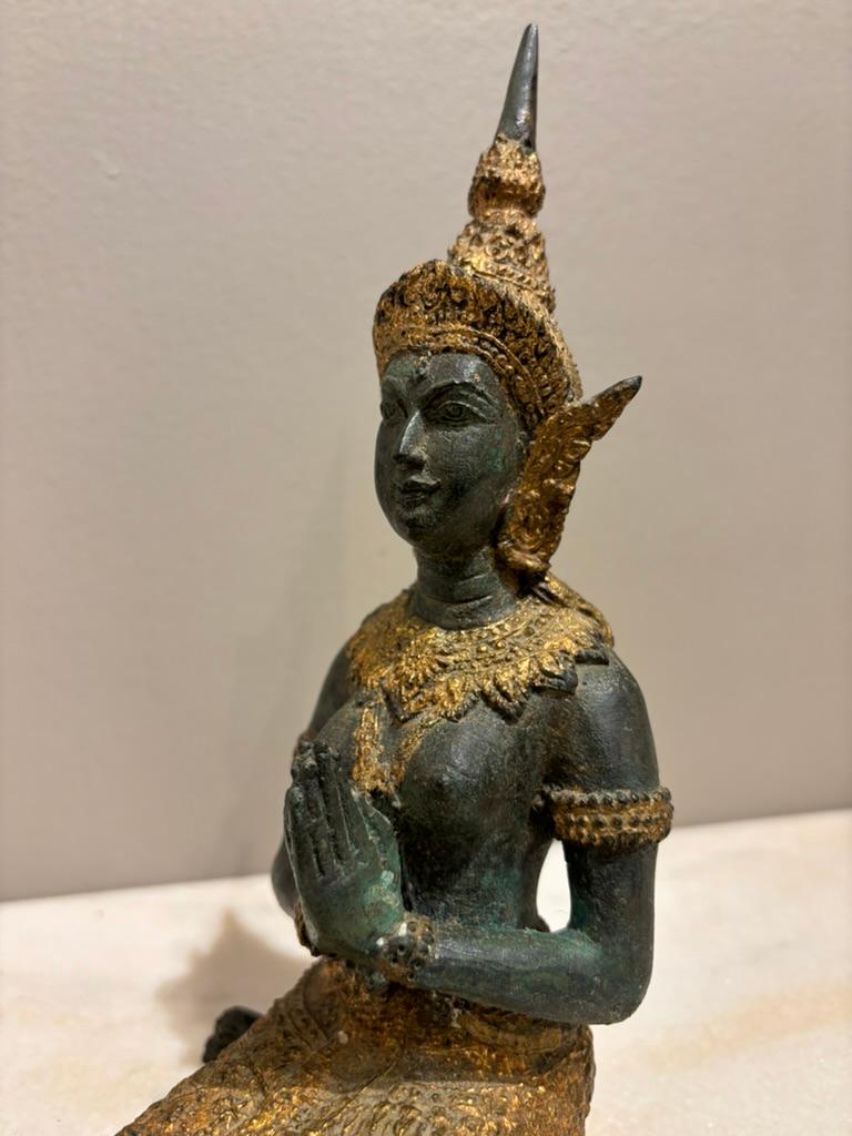 20th Century Pair Thai Gilt Bronze Kneeling Sacred Angels,  'White Lotus' Fans Take Notice! For Sale