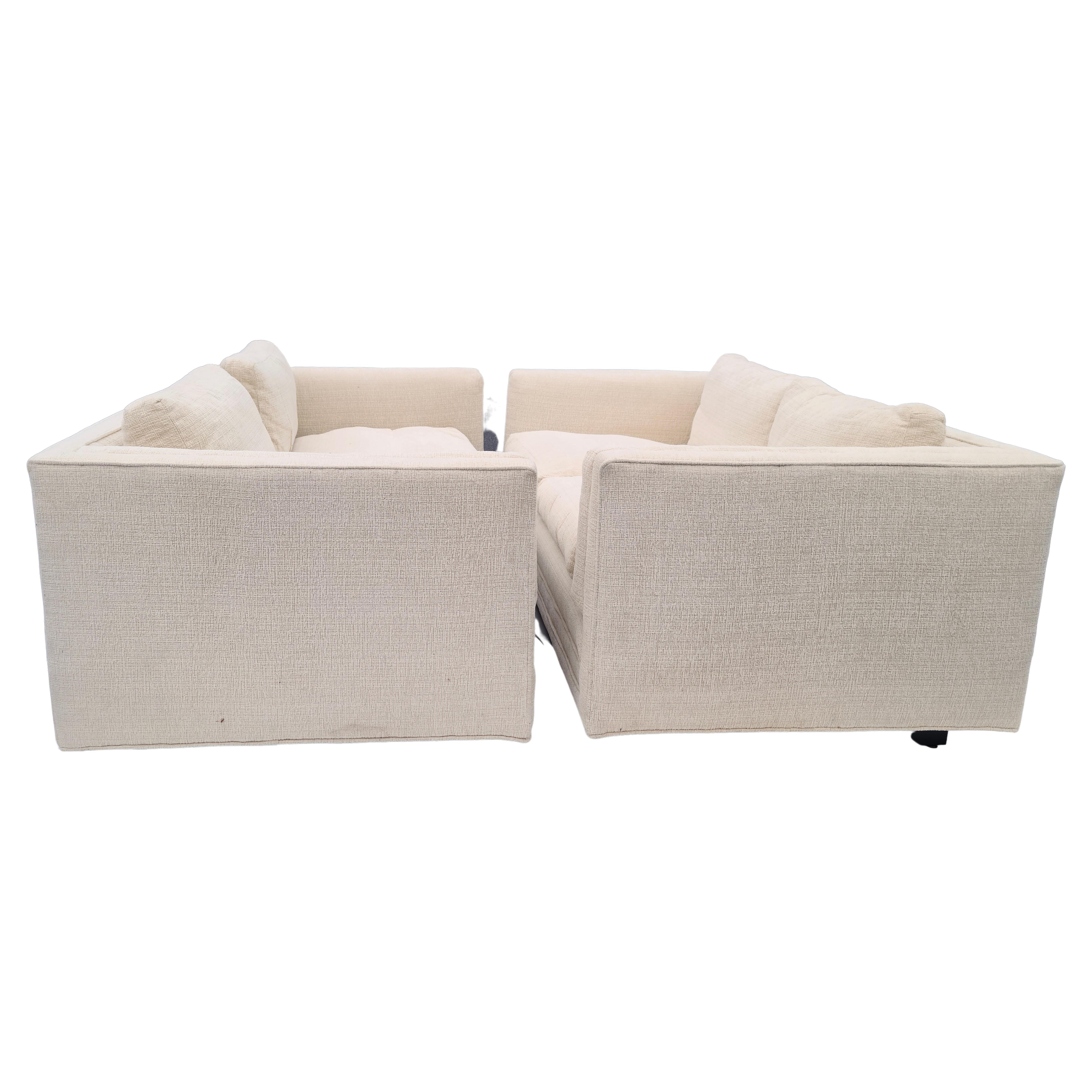 Pair Thayer Coggin Tuxedo Loveseats Milo Baughman 6