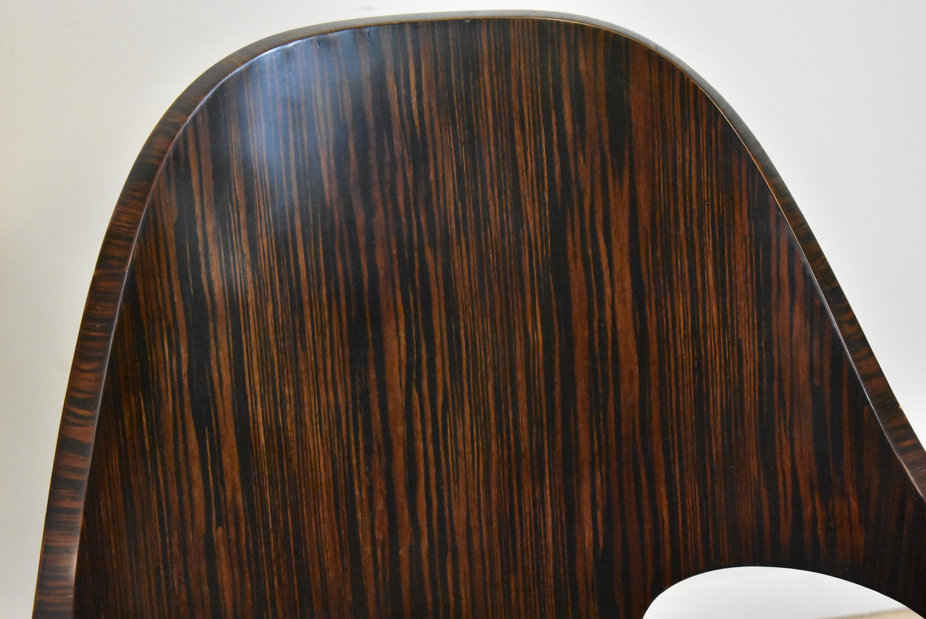 Contemporary Pair Theodore Alexander Rosewood Leather Arm Chairs For Sale