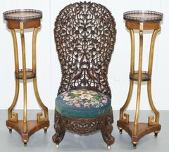 Theodore Alexander Three-Tiered Lamp Wine Side End Tables Jardiniere Stands Pair