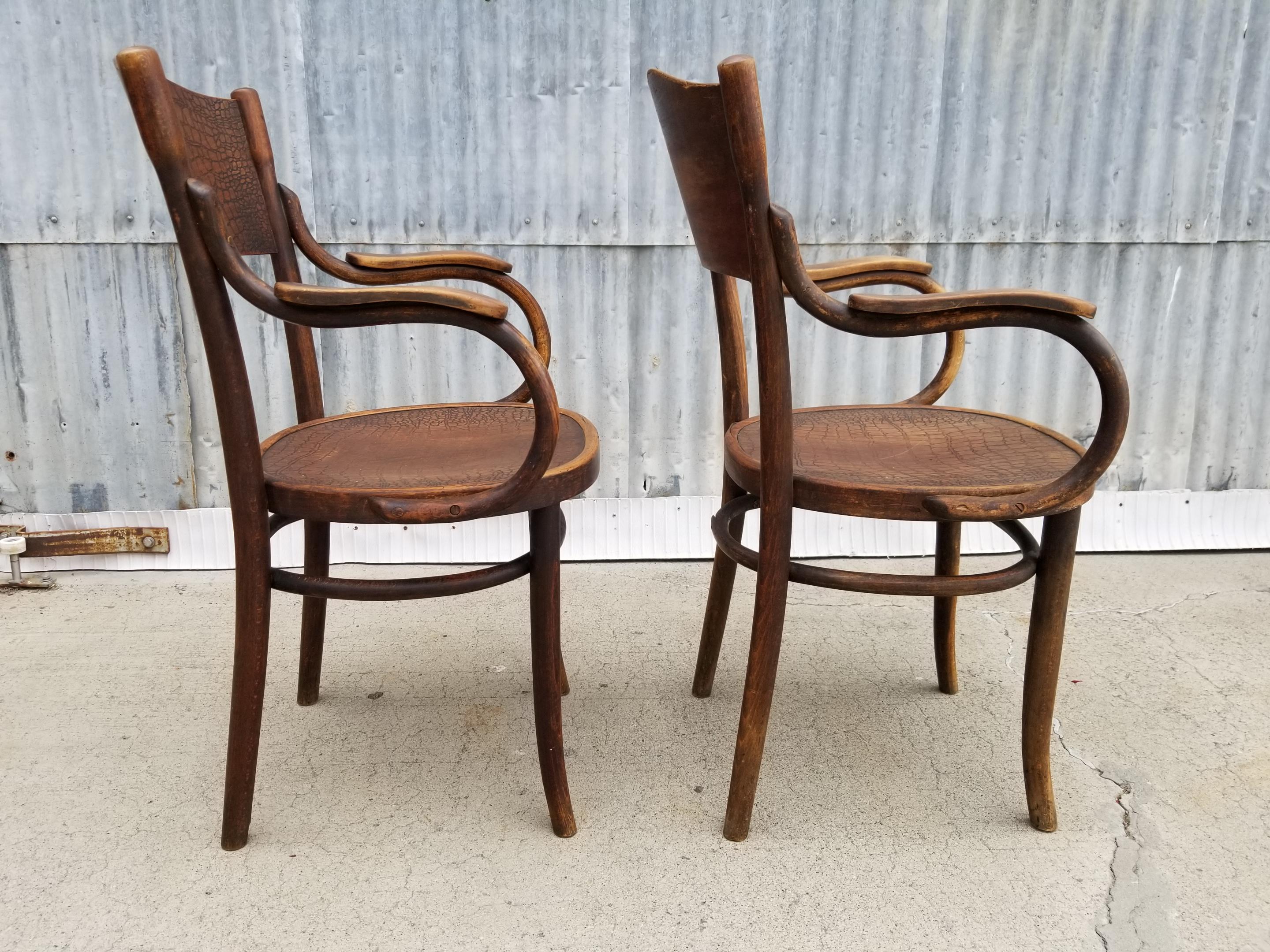 Rustic Pair of Thonet Bentwood Chairs Early 20th Century