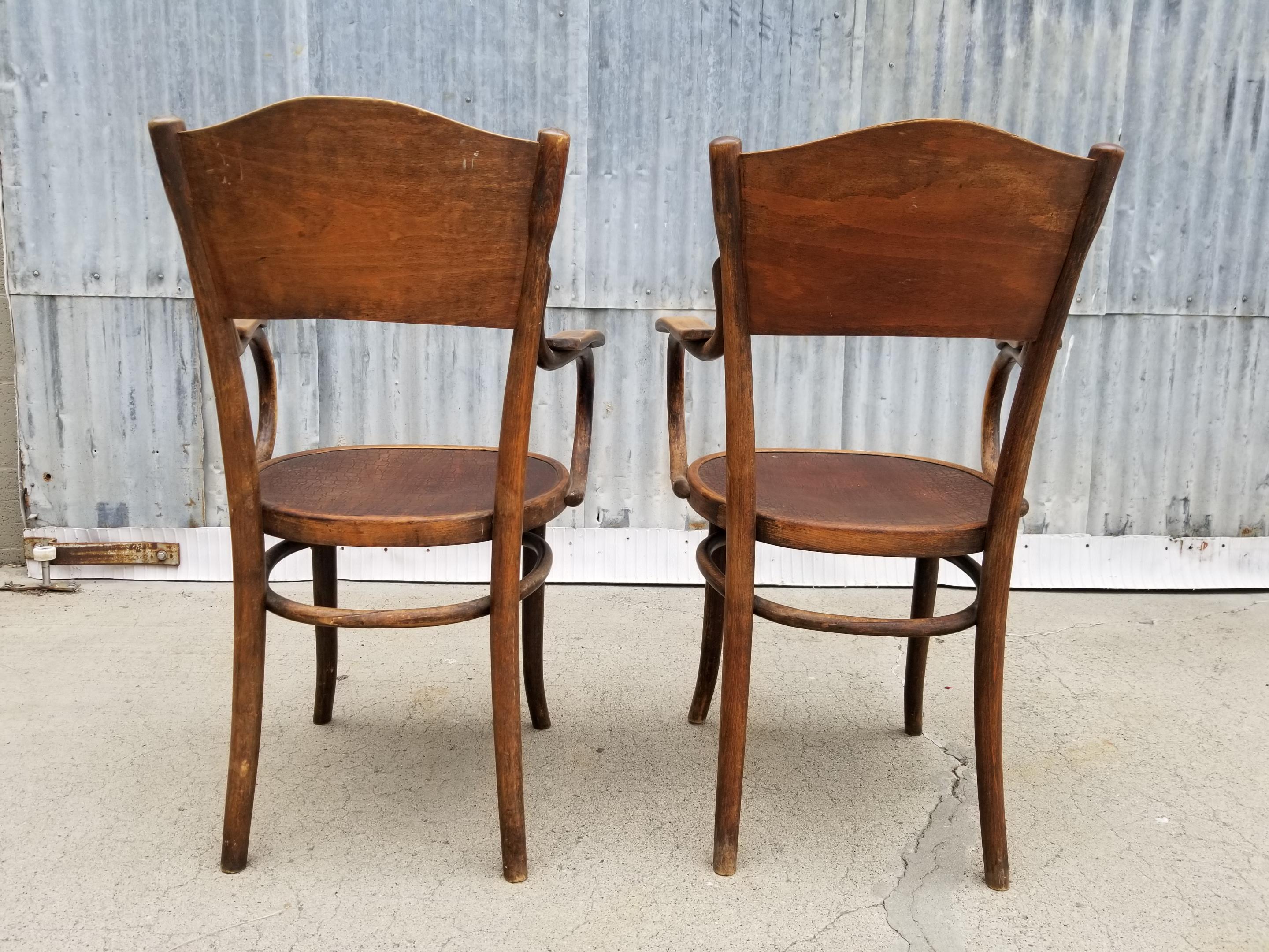 Polish Pair of Thonet Bentwood Chairs, Early 20th Century