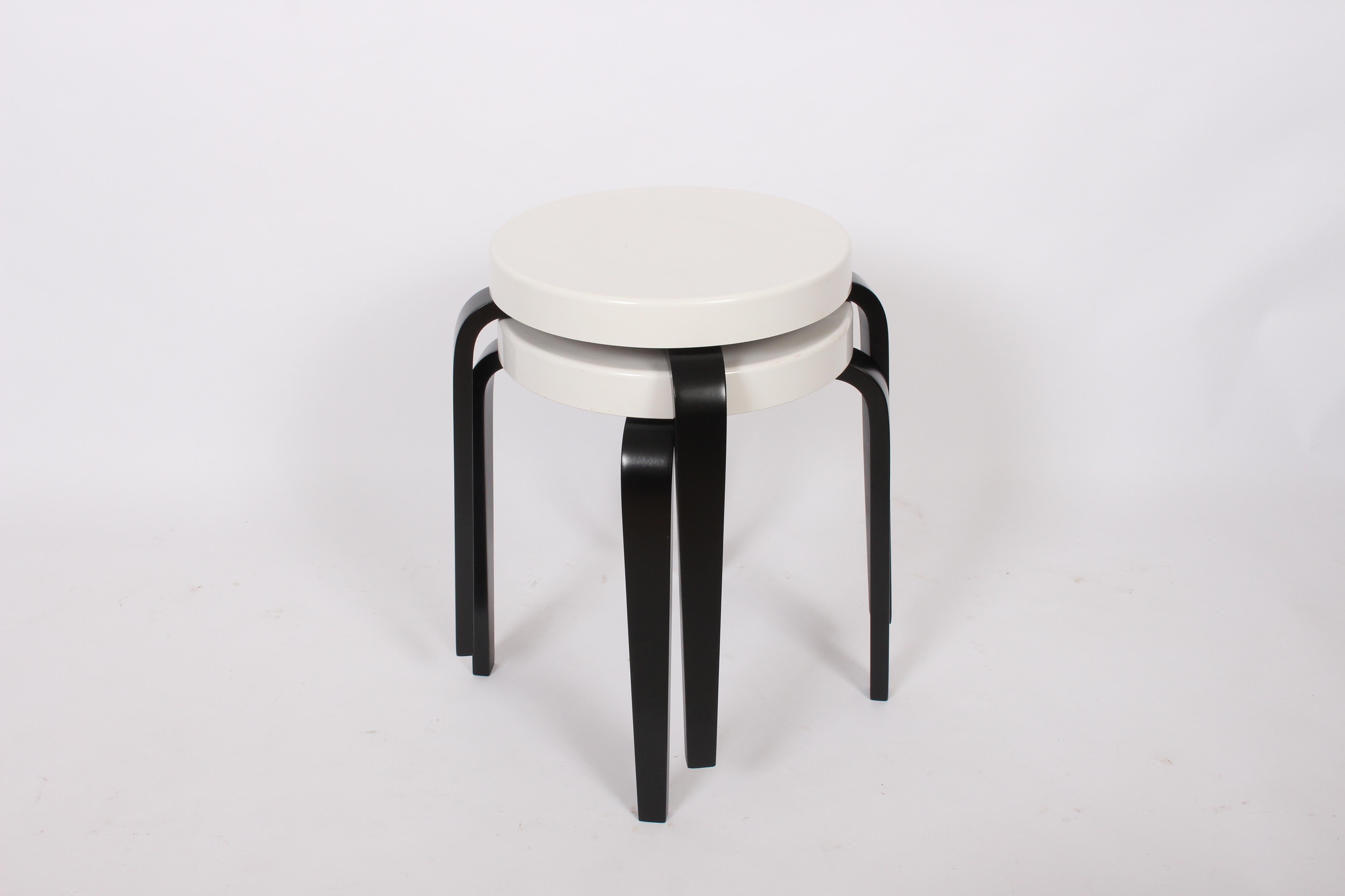 Pair of Thonet White and Black Bakelite Stacking Stools, 1930s For Sale 6