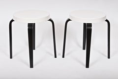 Pair of Thonet White and Black Bentwood & Bakelite Stacking Stools, 1930s