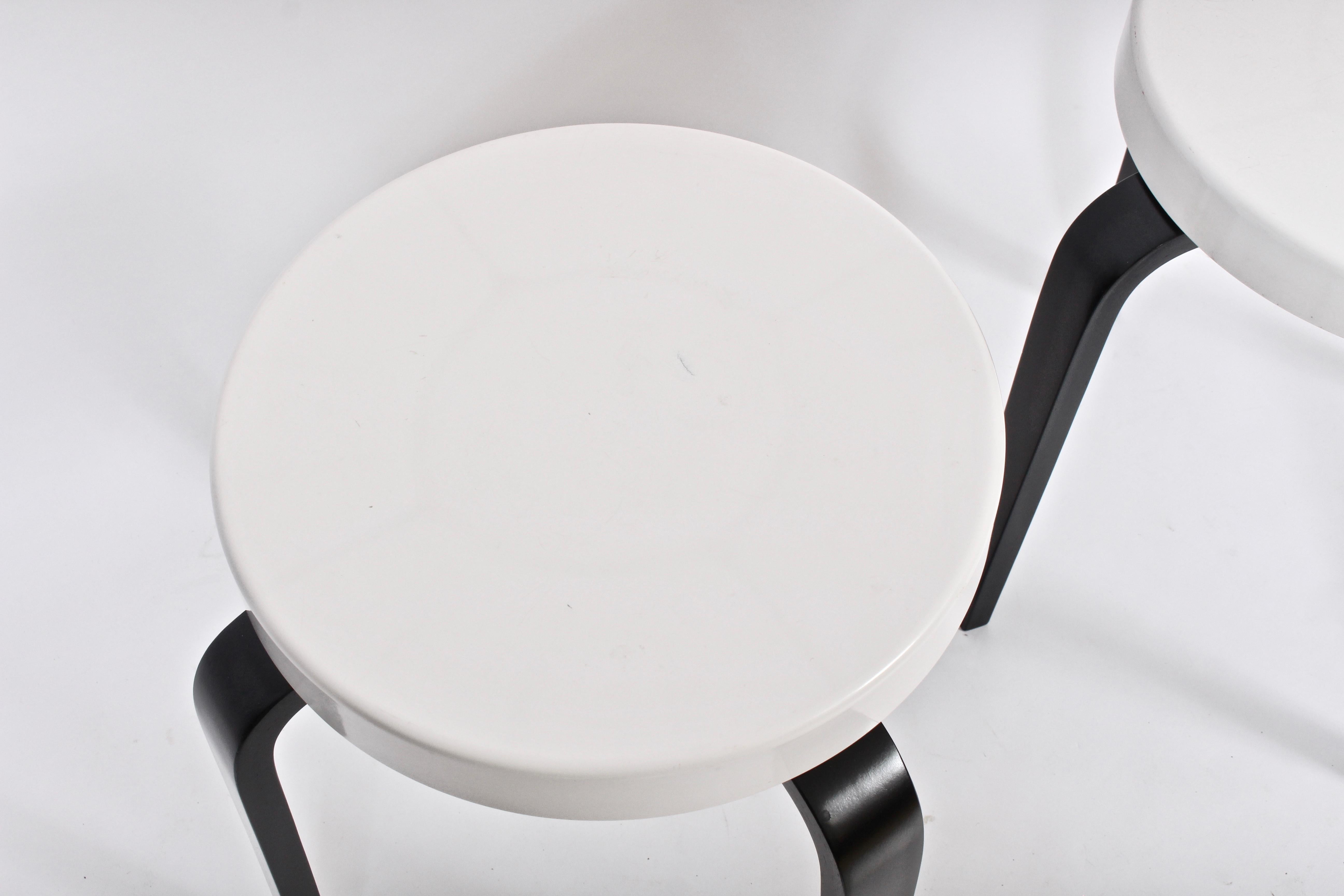 American Pair of Thonet White and Black Bakelite Stacking Stools, 1930s For Sale