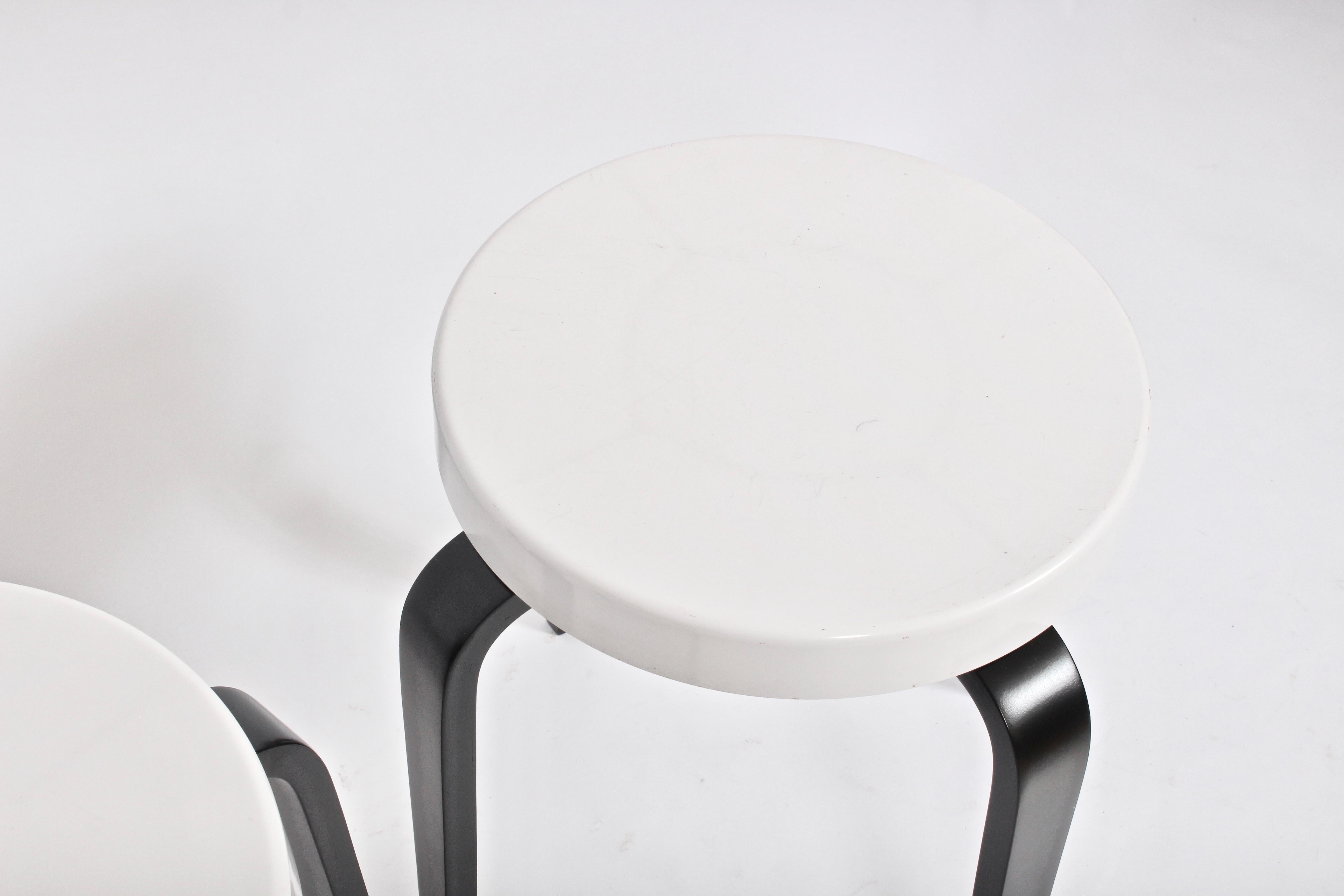 Pair of Thonet White and Black Bakelite Stacking Stools, 1930s In Good Condition For Sale In Bainbridge, NY
