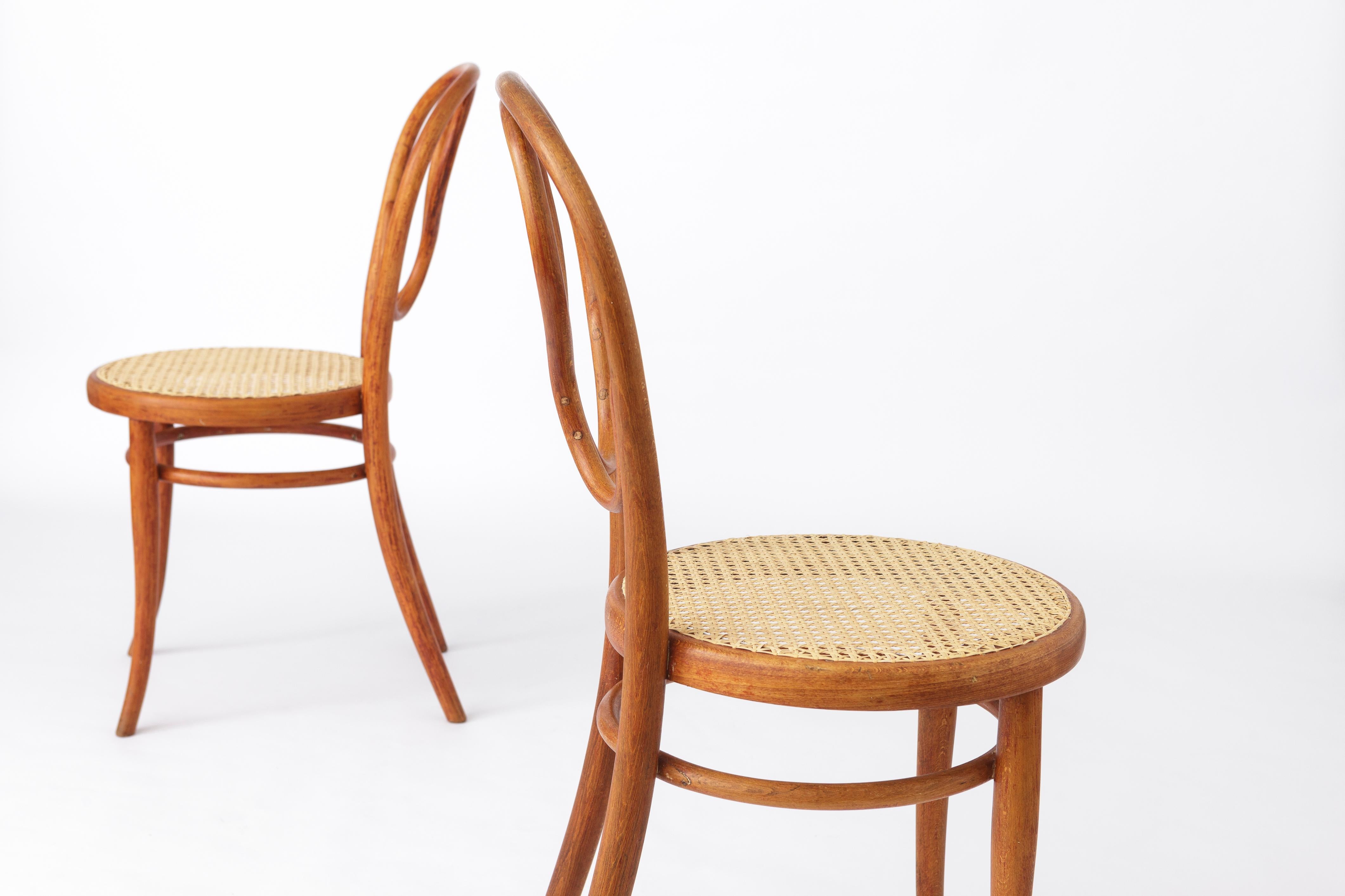 Pair Thonet Cafe-Chairs approx. 1880s - Bentwood, Cane seat weaving In Good Condition In Hannover, DE