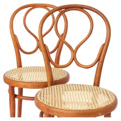 Pair Thonet Cafe-Chairs approx. 1880s - Bentwood, Cane seat weaving