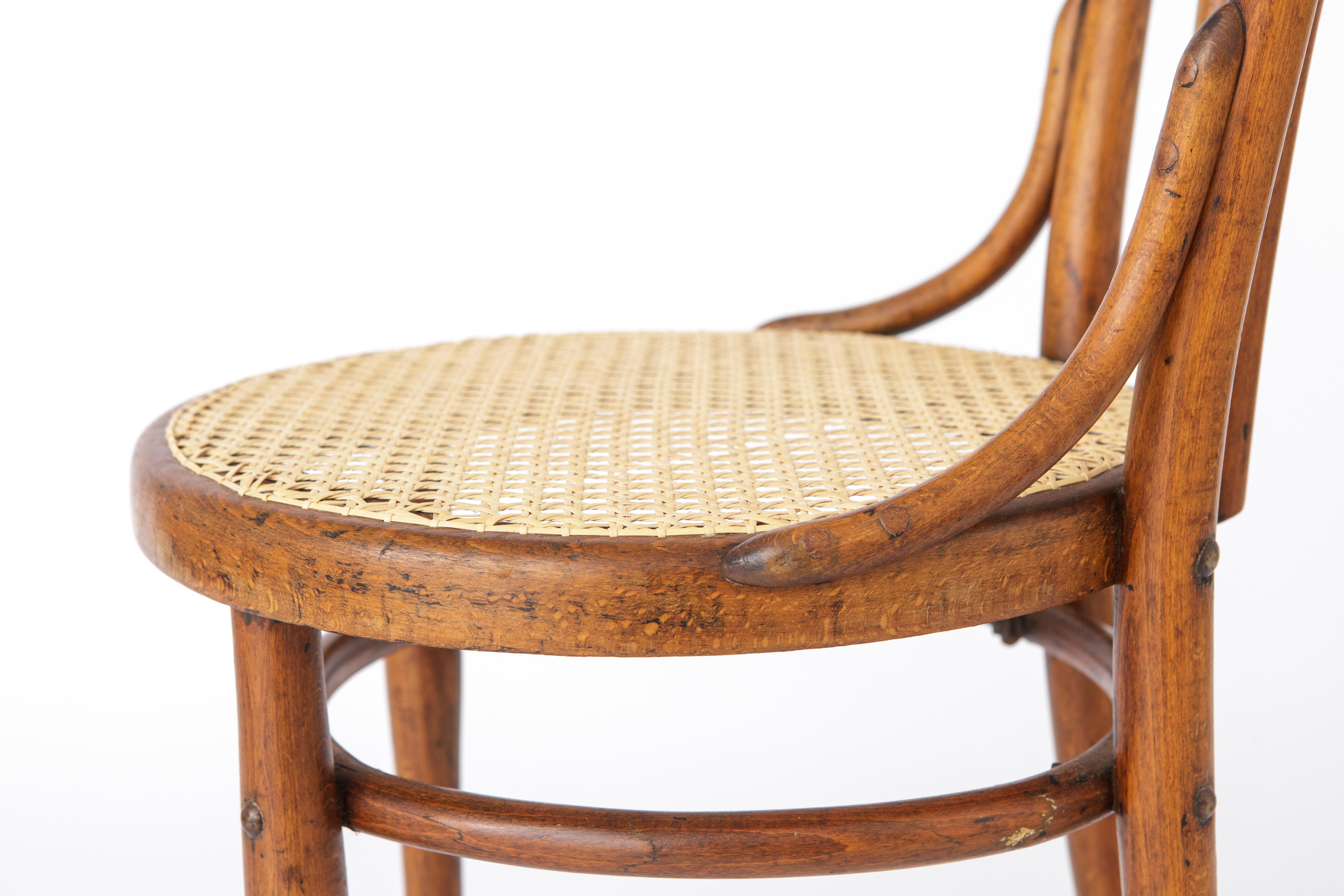Teak Pair Thonet chairs 1920s-1940s Bentwood Viennese weaving For Sale