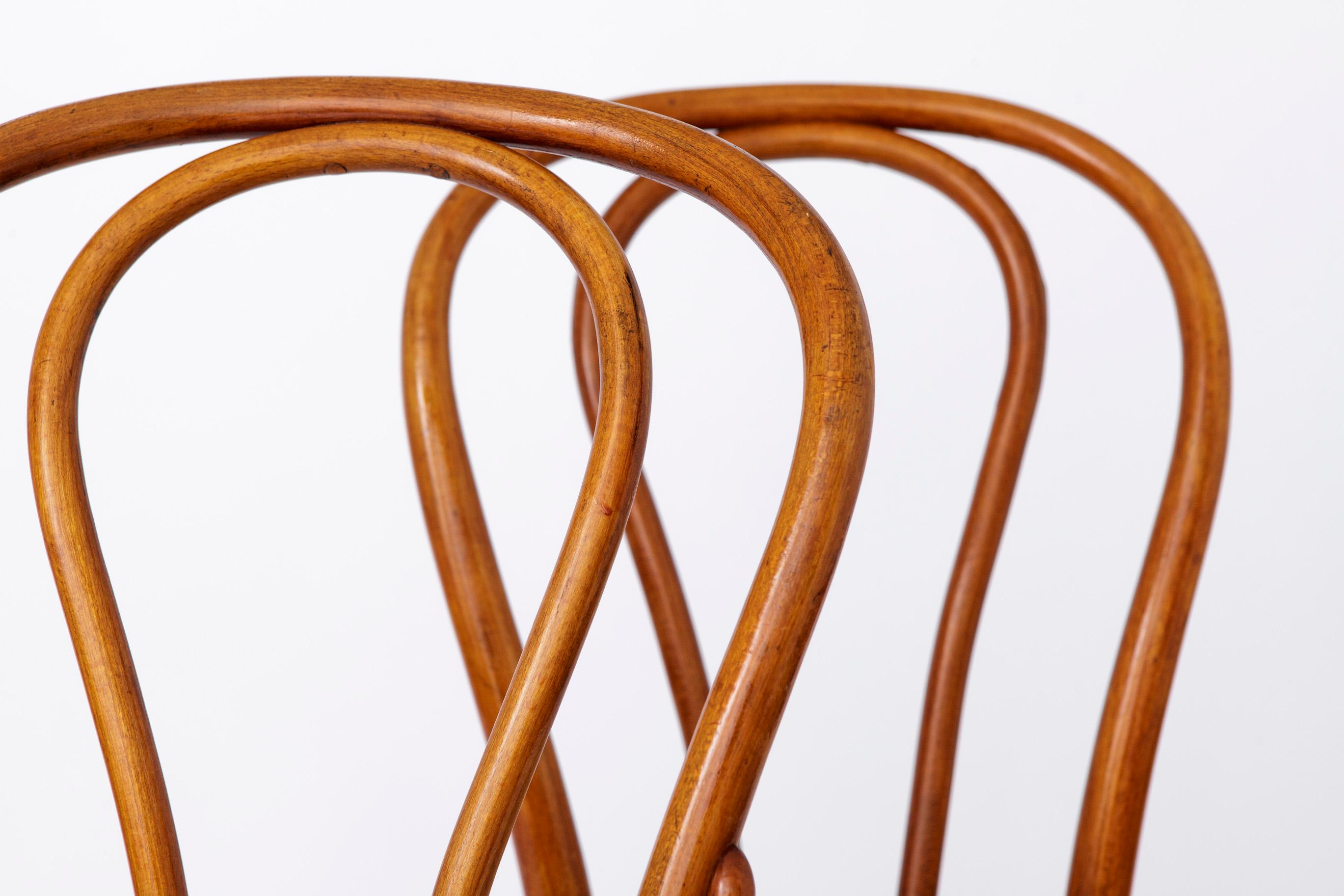Mid-20th Century Pair Thonet Style Chairs Bentwood 1950s Vintage For Sale