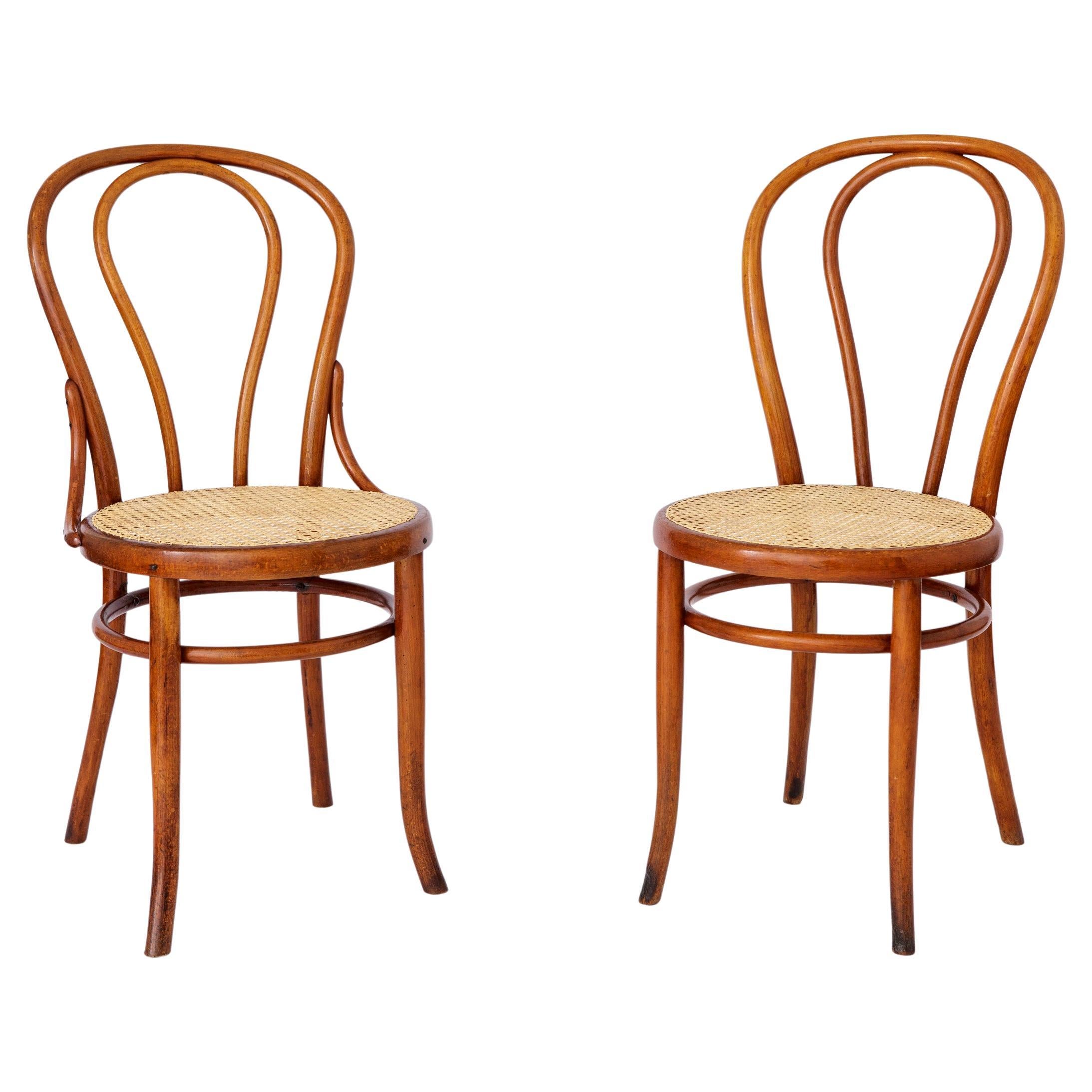 Pair Thonet Style Chairs Bentwood 1950s Vintage