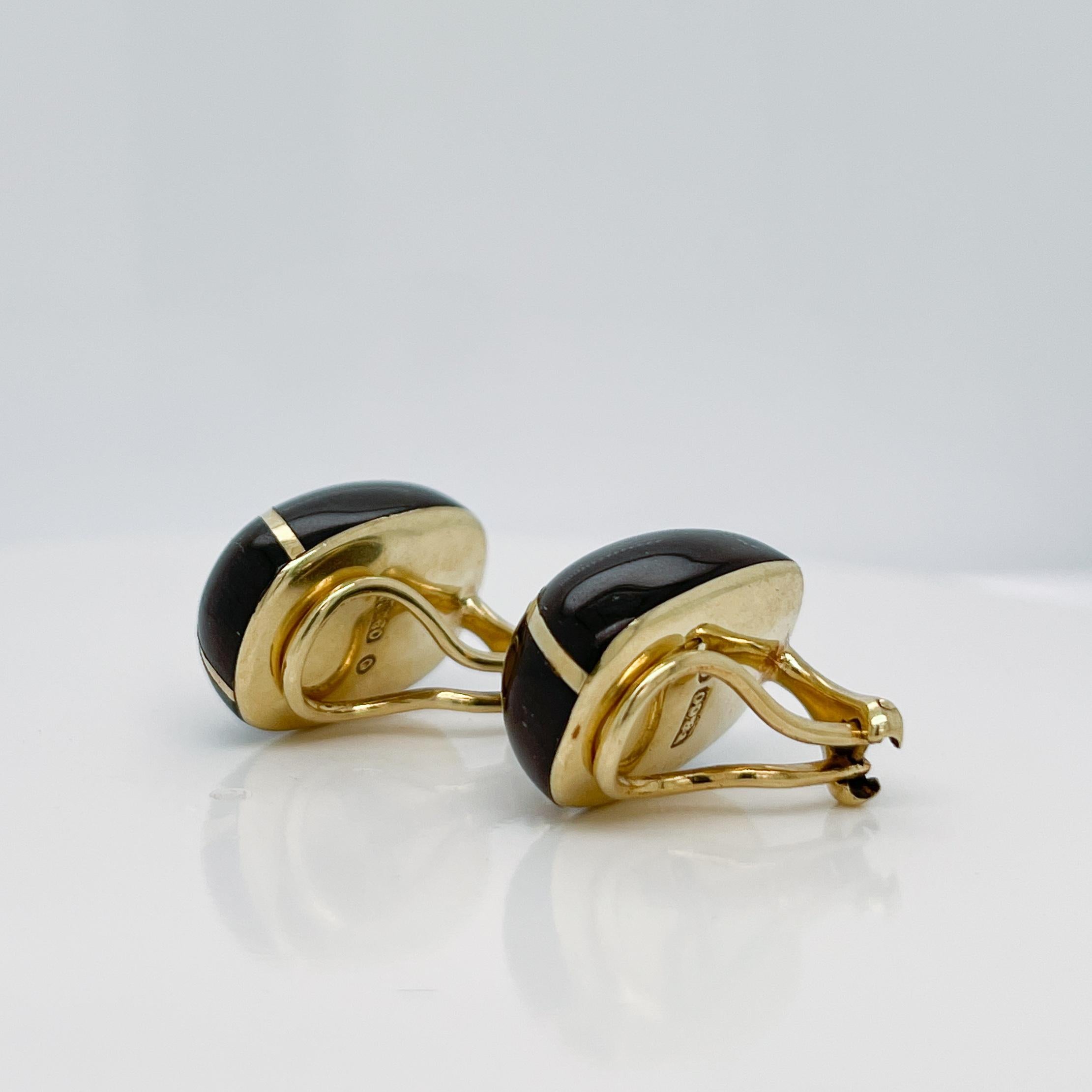 Pair Tiffany & Co 18K Gold & Black Onyx Earrings by Angela Cummings For Sale 1