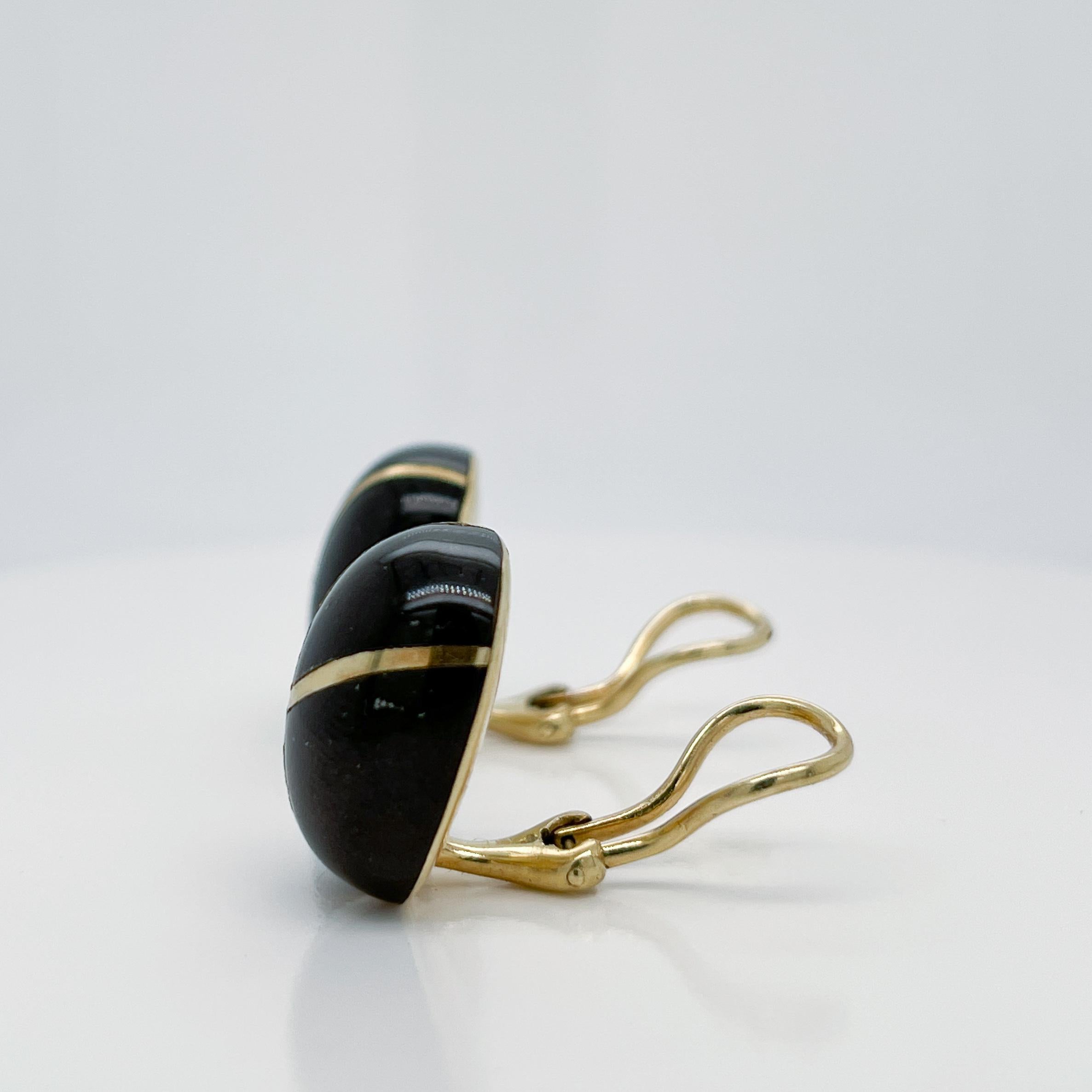 Pair Tiffany & Co 18K Gold & Black Onyx Earrings by Angela Cummings For Sale 2