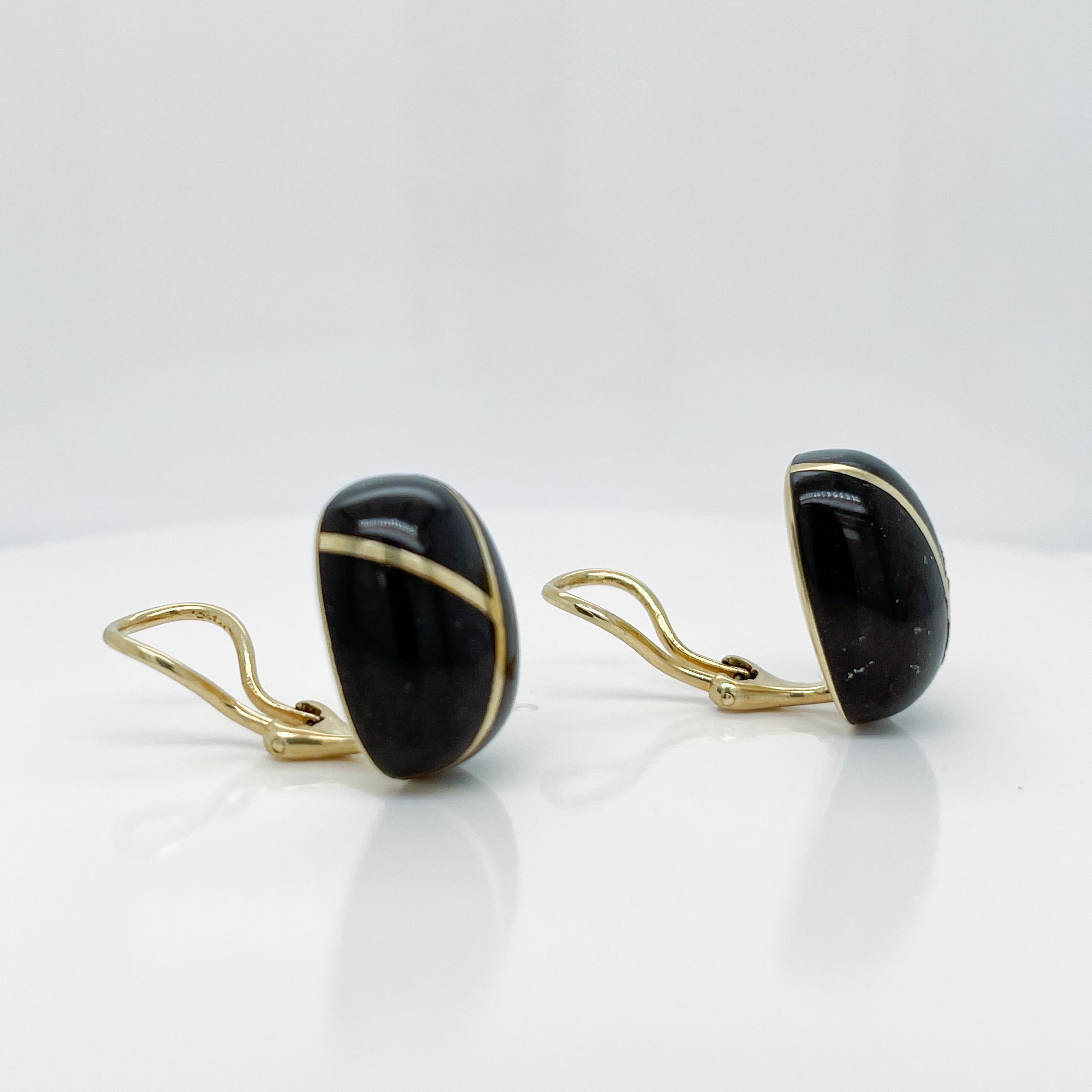 Pair Tiffany & Co 18K Gold & Black Onyx Earrings by Angela Cummings For Sale 4