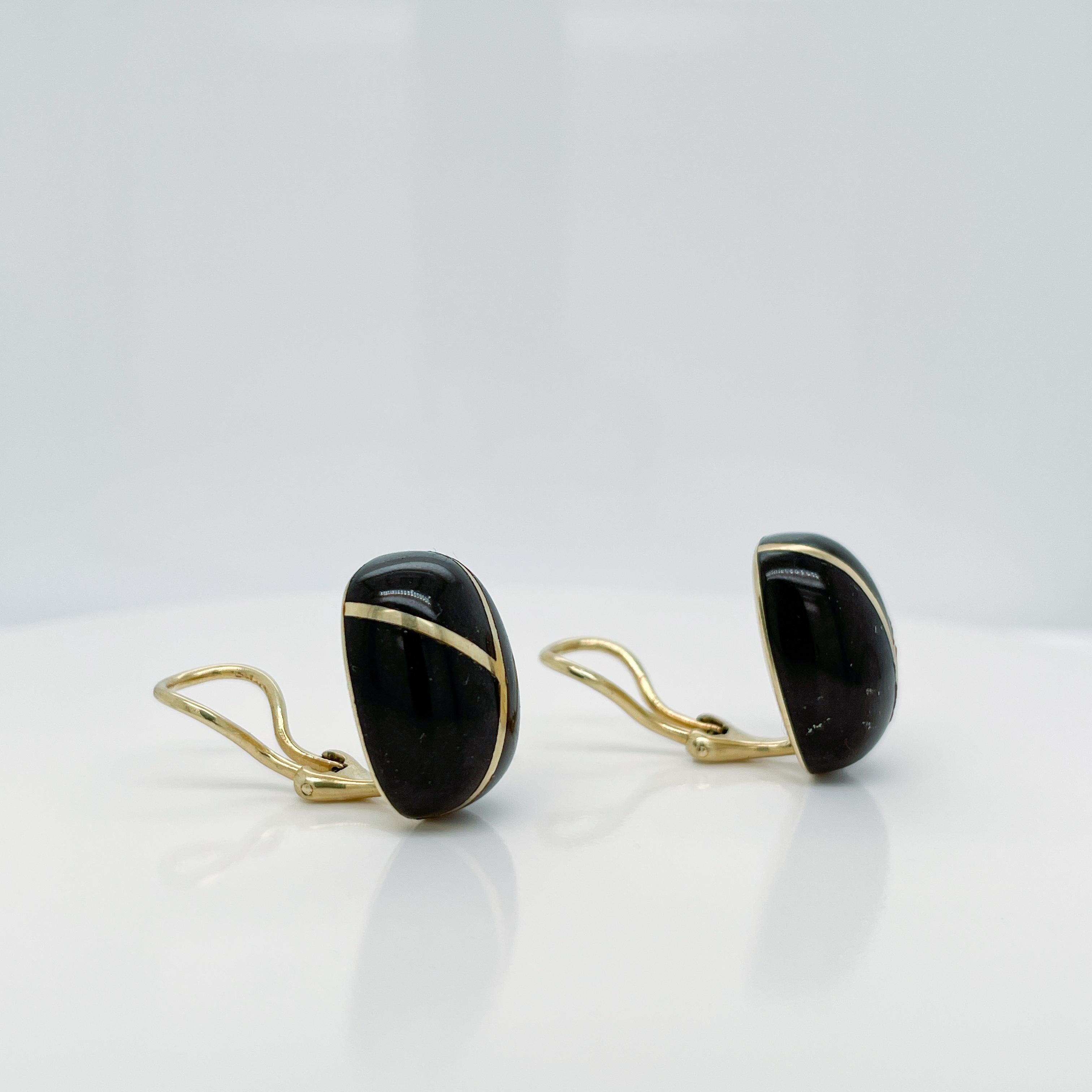 Pair Tiffany & Co 18K Gold & Black Onyx Earrings by Angela Cummings For Sale 5
