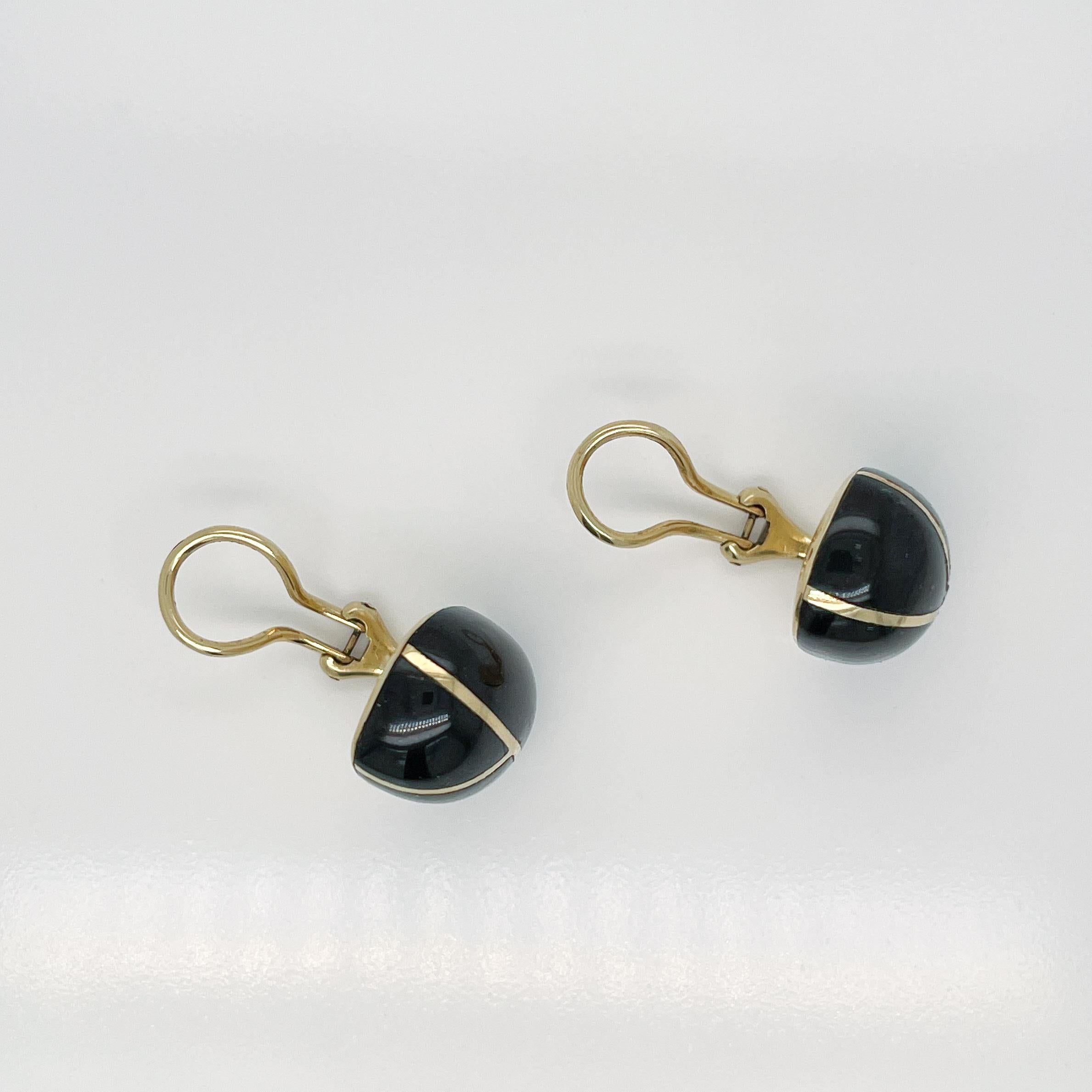 Pair Tiffany & Co 18K Gold & Black Onyx Earrings by Angela Cummings For Sale 6