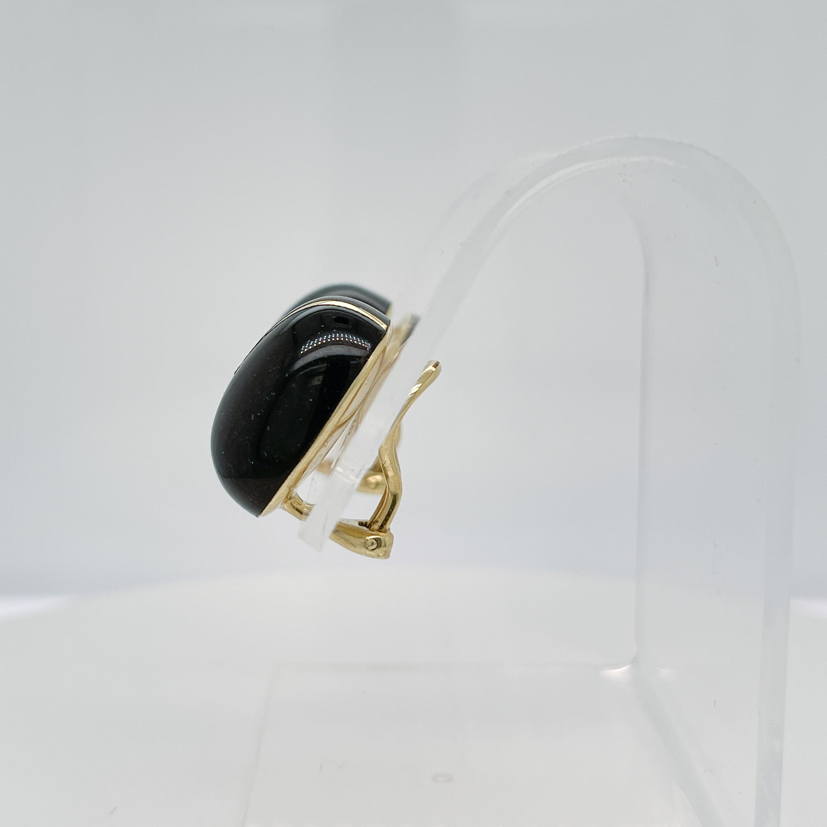 Modern Pair Tiffany & Co 18K Gold & Black Onyx Earrings by Angela Cummings For Sale