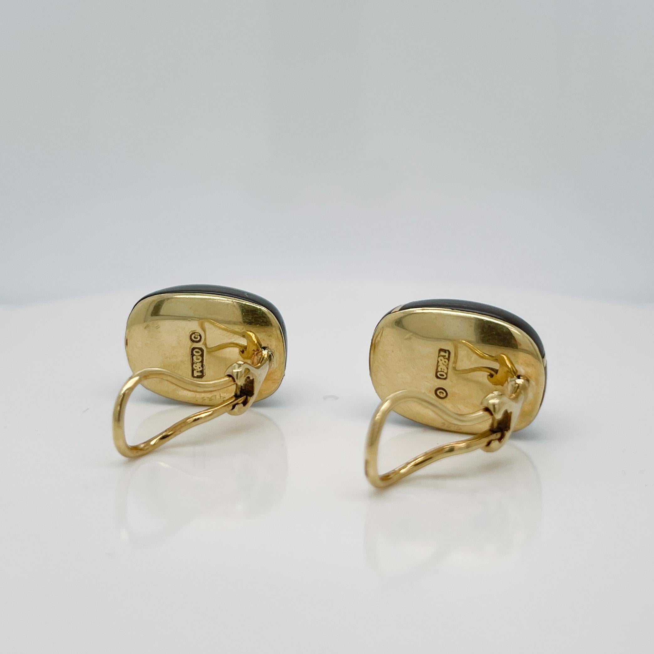 Paar Tiffany & Co Ohrringe aus 18 Karat Gold und schwarzem Onyx von Angela Cummings im Angebot 1