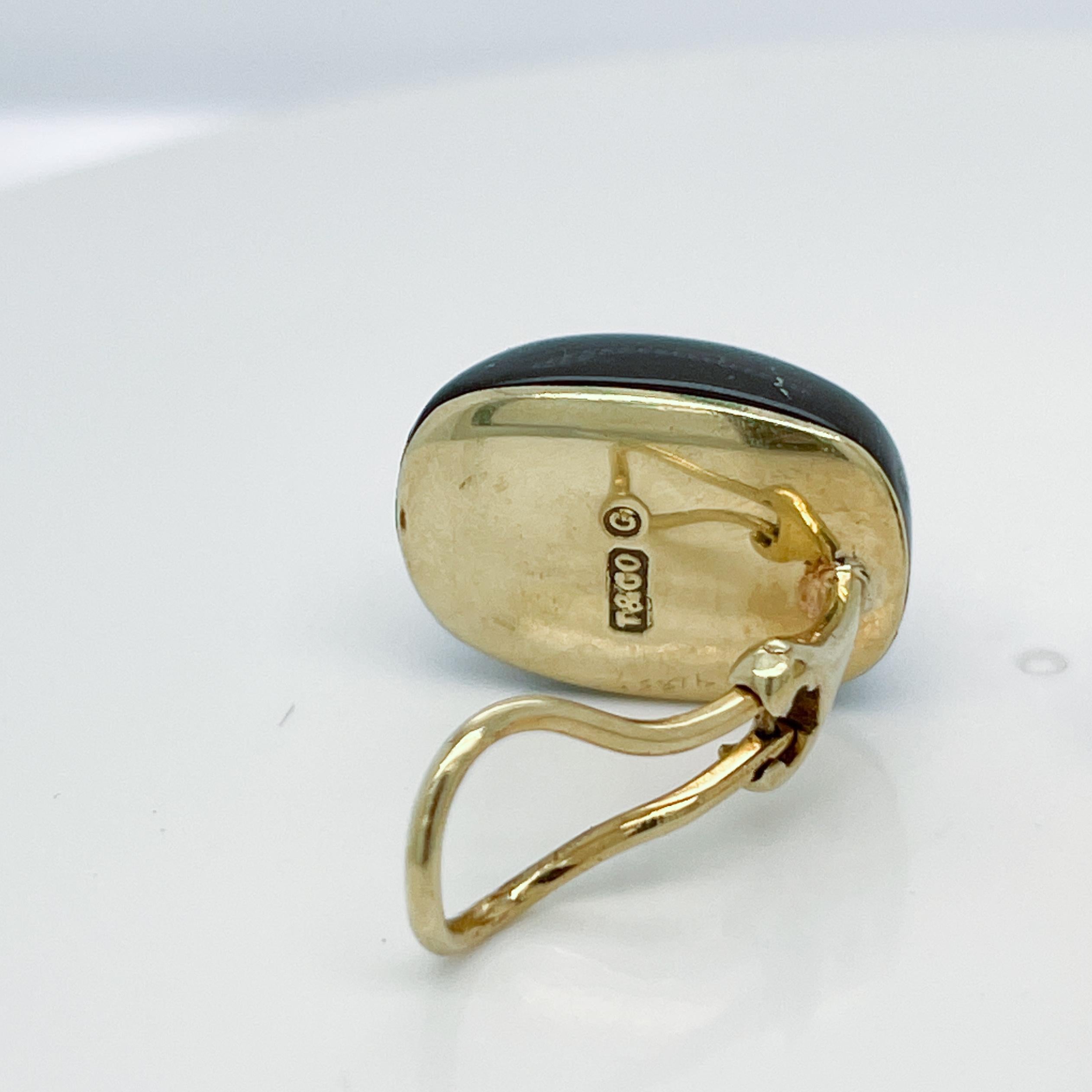 Pair Tiffany & Co 18K Gold & Black Onyx Earrings by Angela Cummings In Good Condition For Sale In Philadelphia, PA