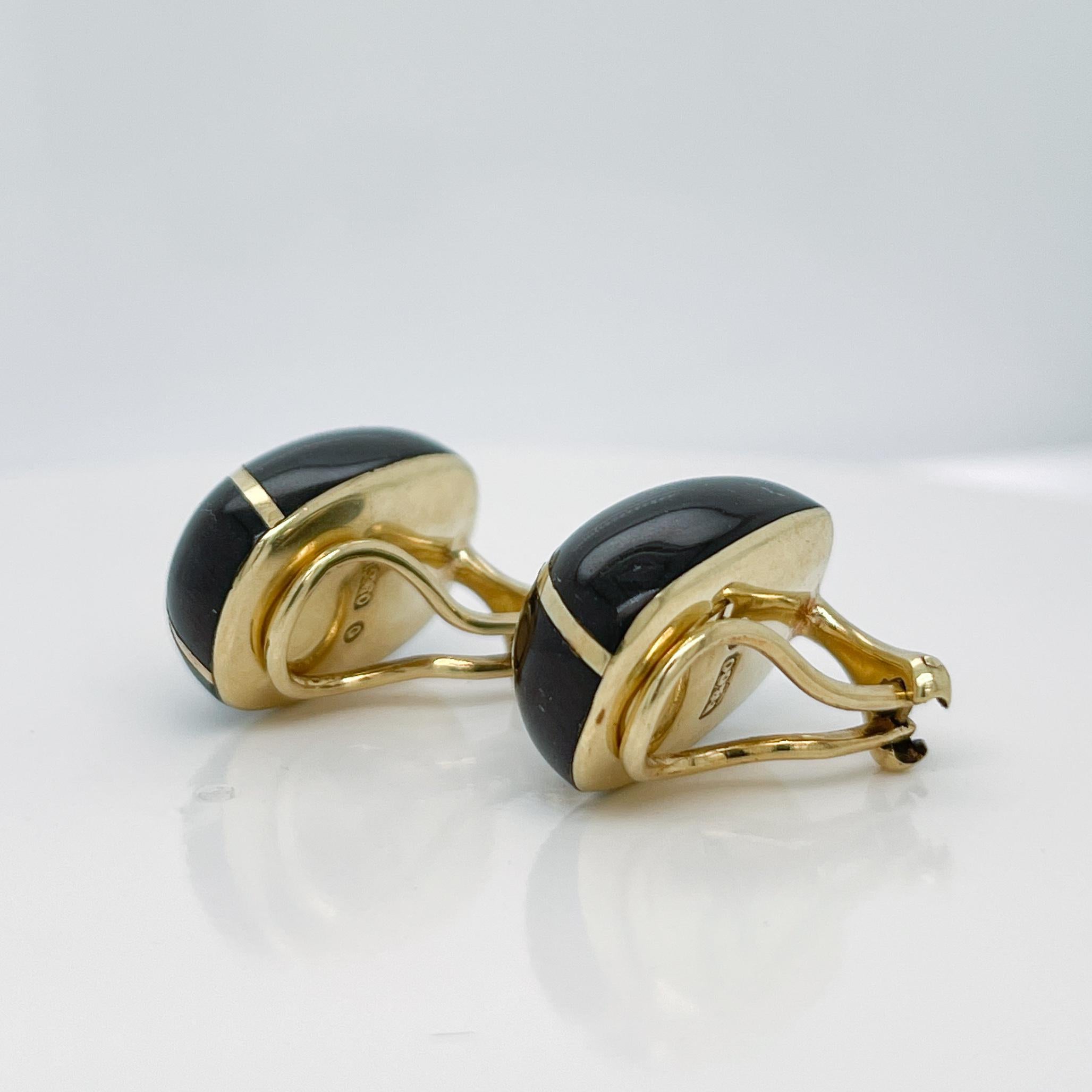 Women's Pair Tiffany & Co 18K Gold & Black Onyx Earrings by Angela Cummings For Sale