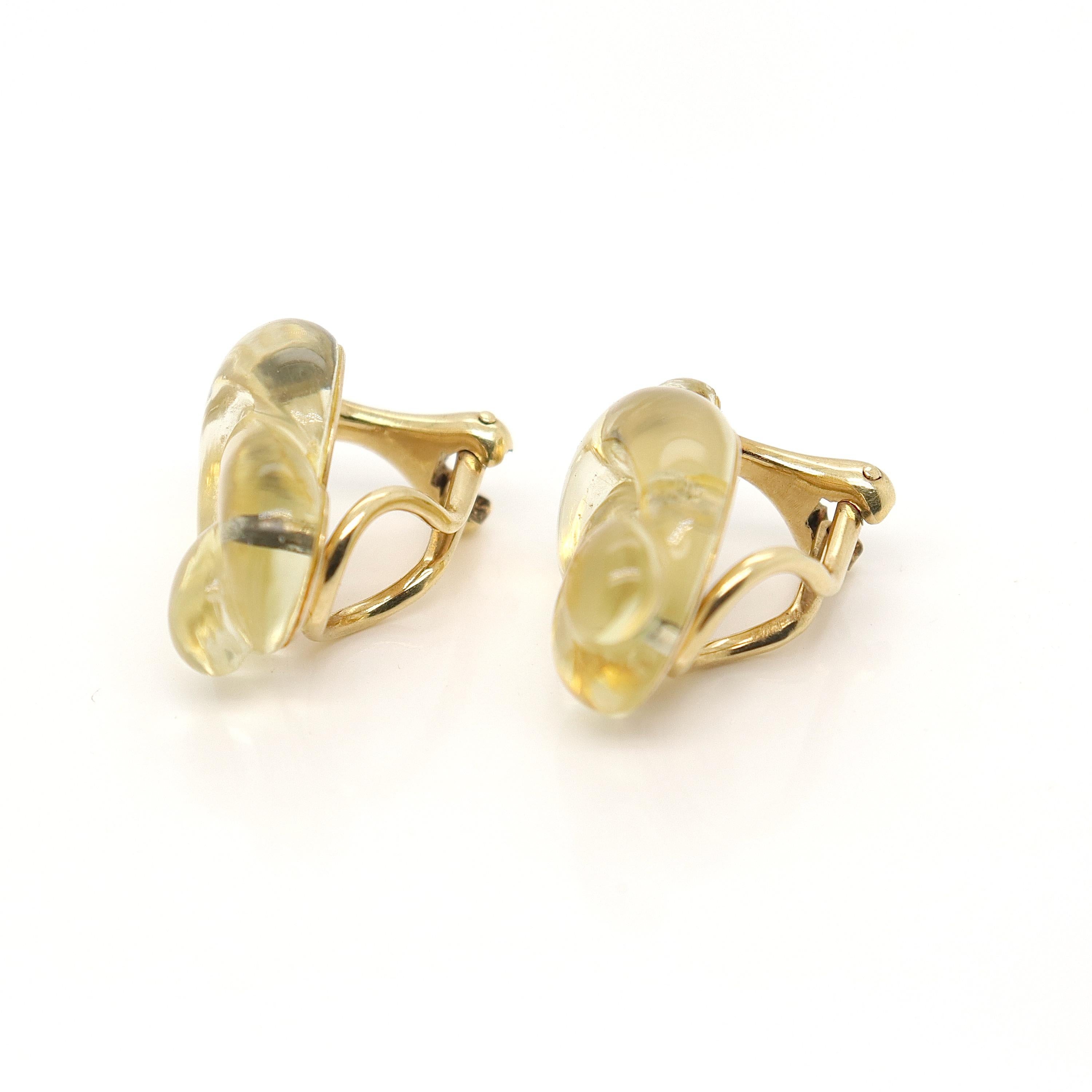Pair Tiffany & Co 18K Gold & Glass Modern Pretzel Earrings by Angela Cummings For Sale 3