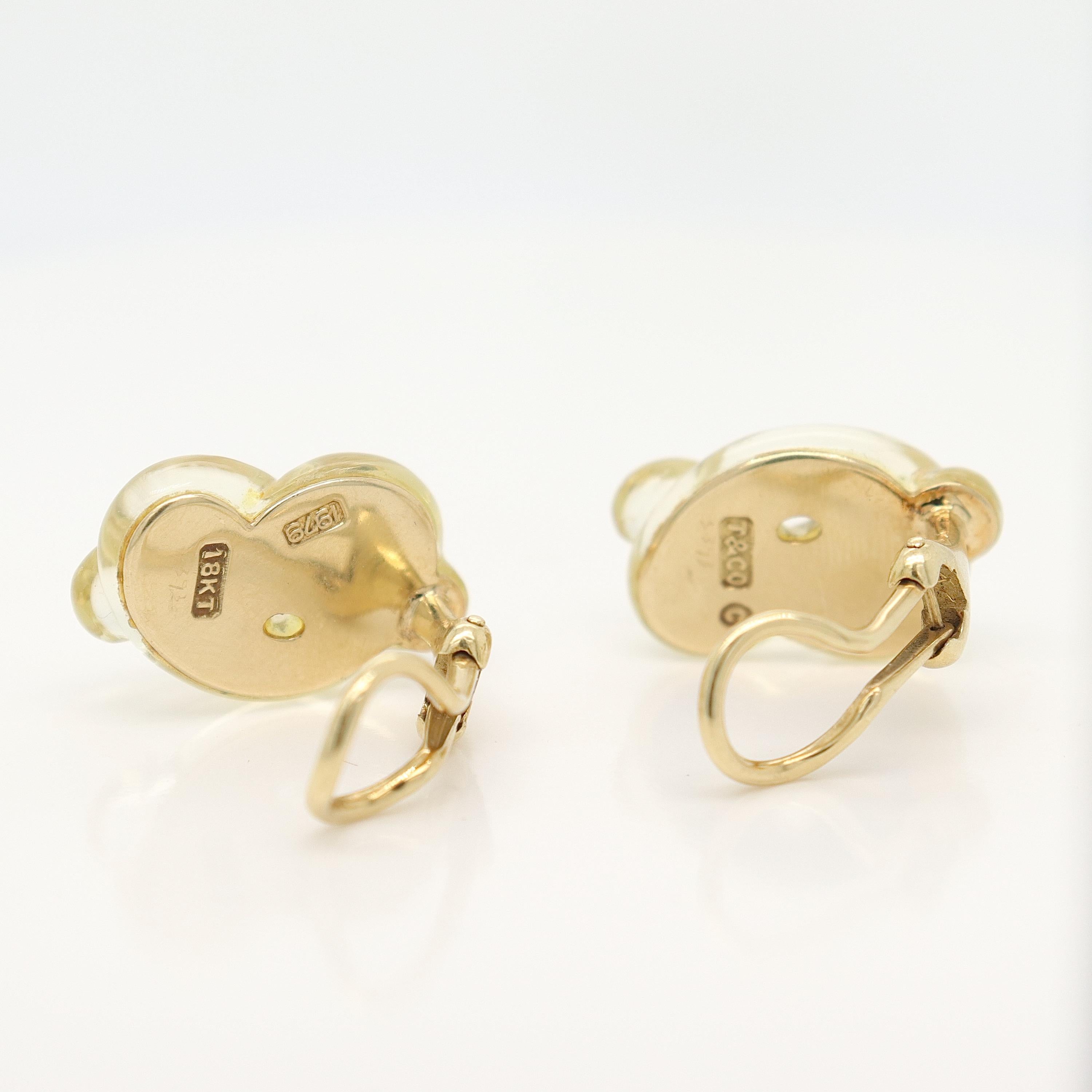 Pair Tiffany & Co 18K Gold & Glass Modern Pretzel Earrings by Angela Cummings For Sale 5