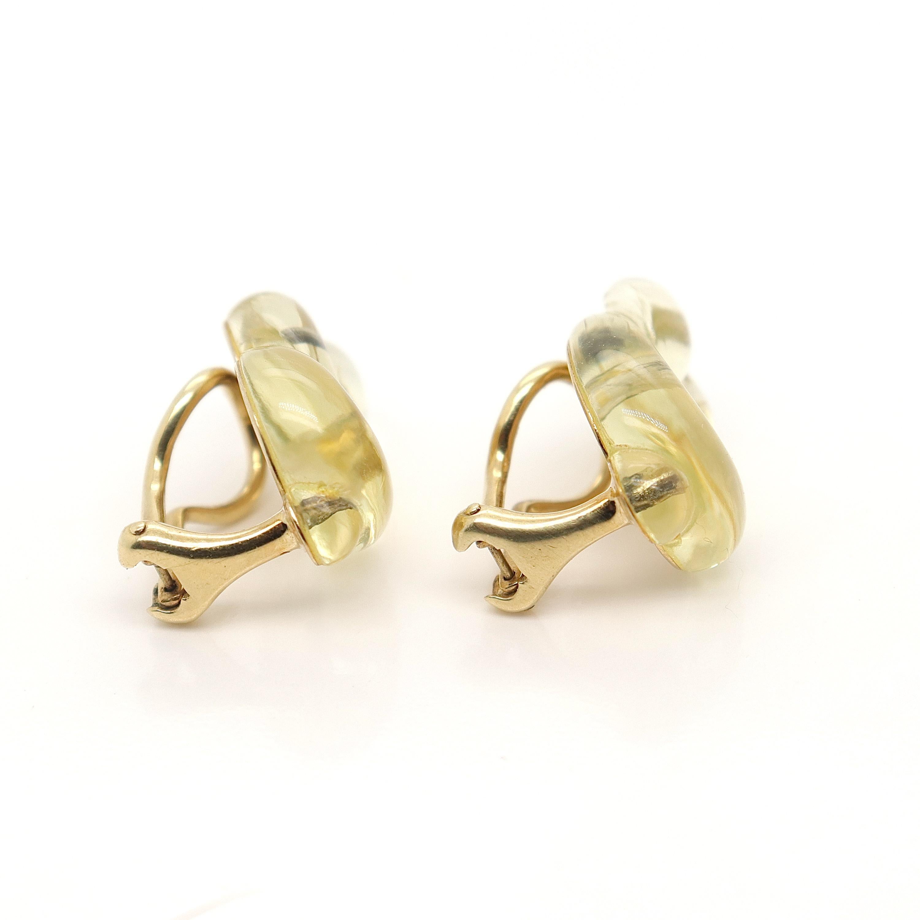 Pair Tiffany & Co 18K Gold & Glass Modern Pretzel Earrings by Angela Cummings For Sale 2
