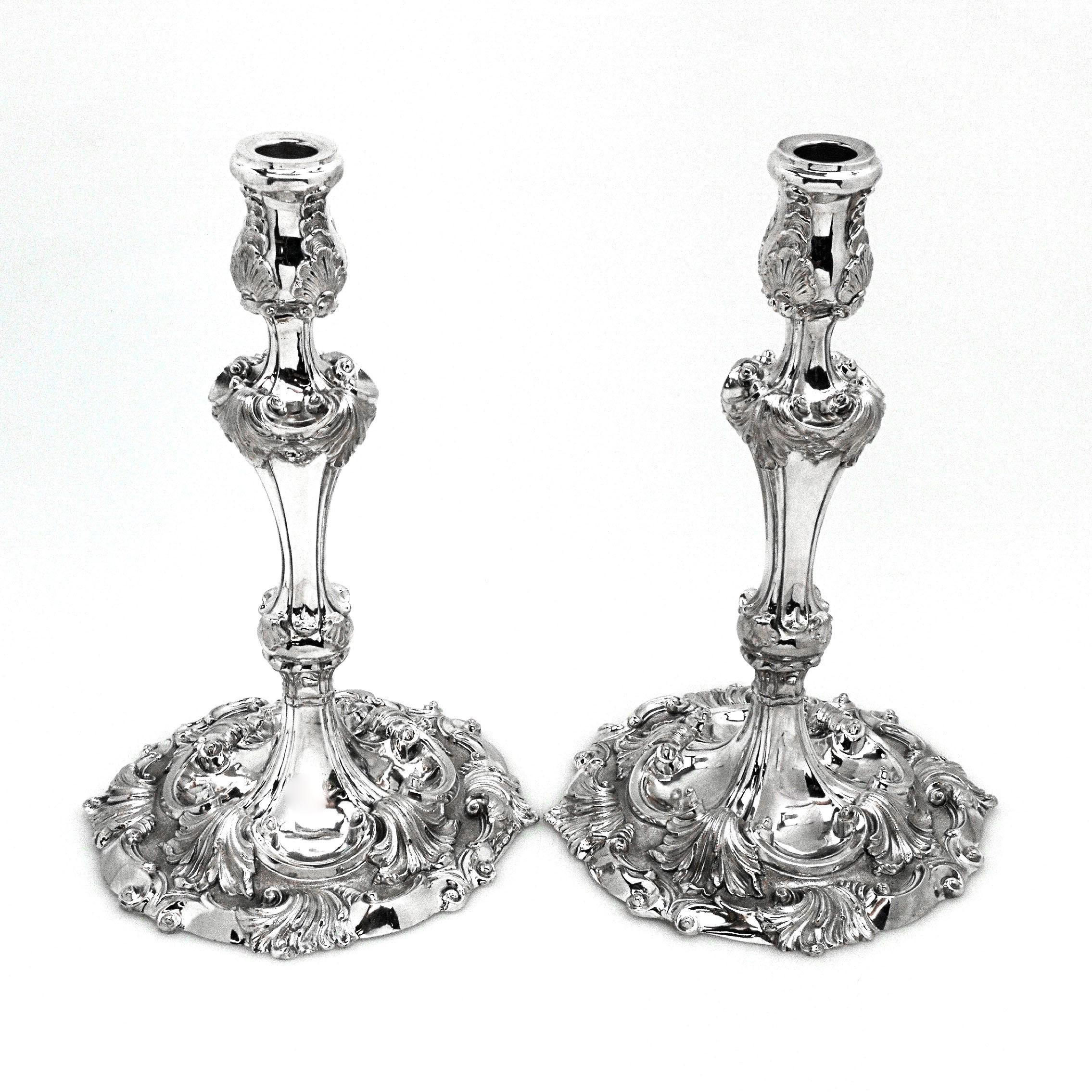 Pair Tiffany & Co Sterling Silver Candelabra Candlesticks English Hallmark 1956  2