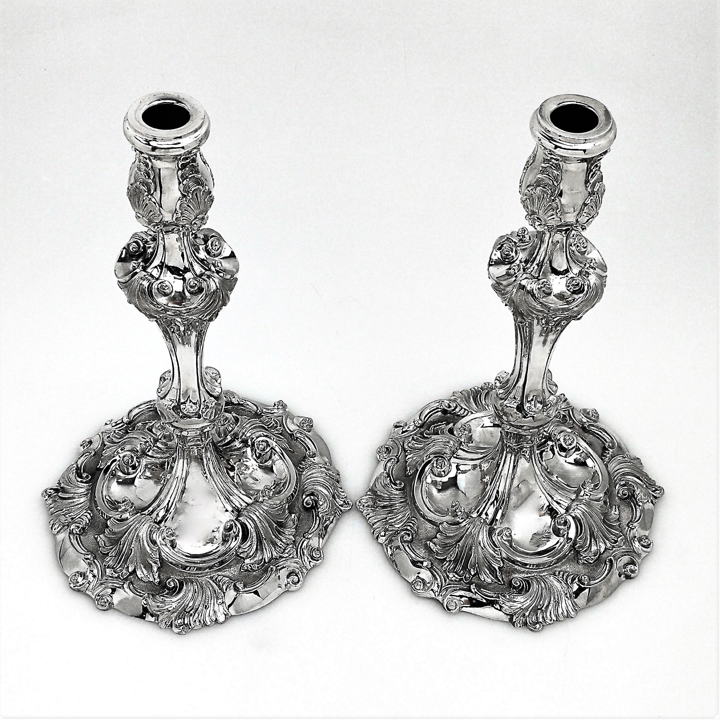 Pair Tiffany & Co Sterling Silver Candelabra Candlesticks English Hallmark 1956  3