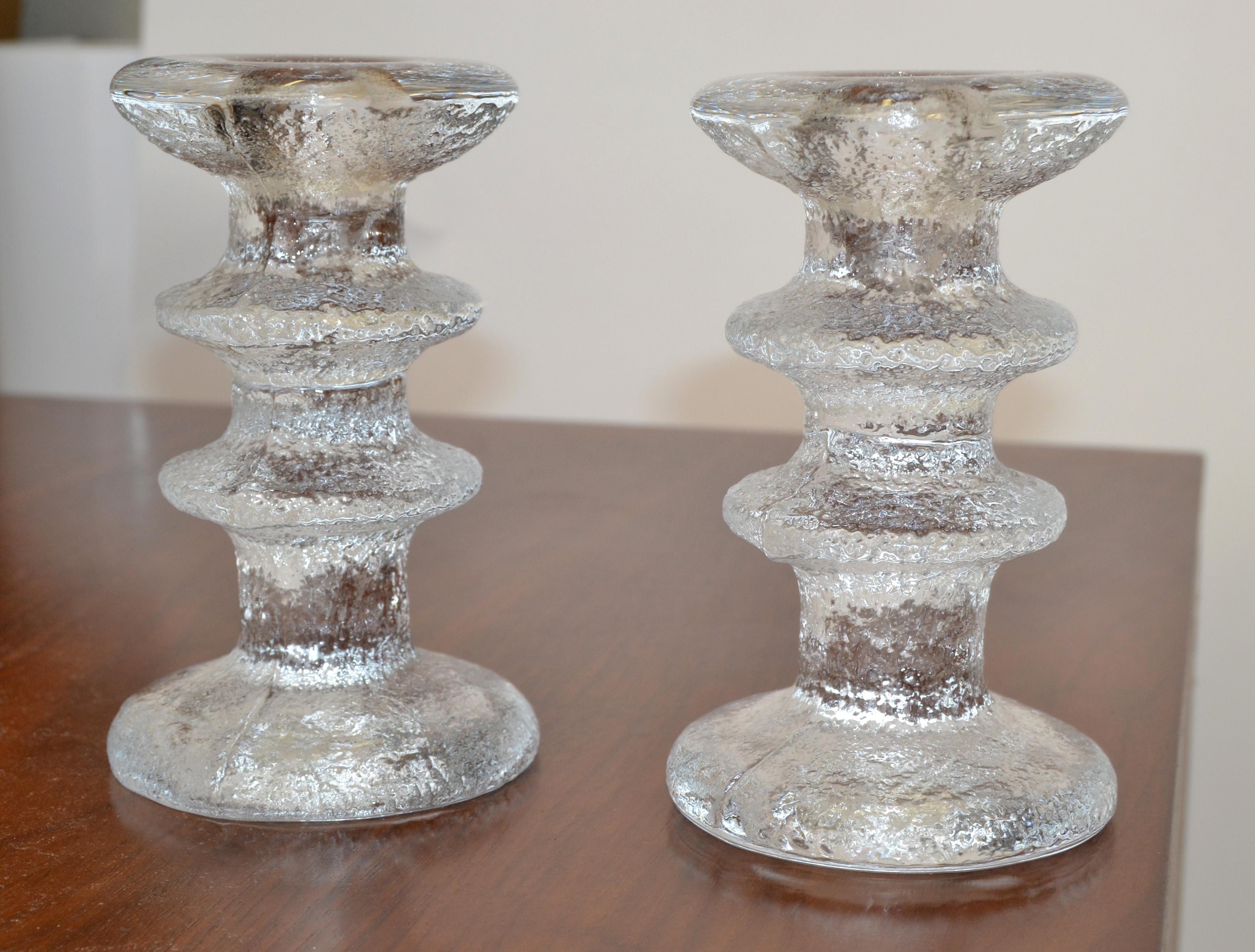 Finnish Pair Timo Sarpaneva Festivo Candlesticks for Iittala Finland Scandinavian Modern For Sale