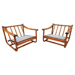 Pair Tito Agnoli Bamboo Lounge Chairs for Bonacina, Italy, 1960