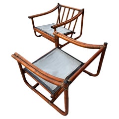 Pair Tito Agnoli Bamboo Lounge Chairs for Bonacina, Italy, 1960