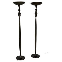 Pair Tom Corbin Bronze Floor Lamps, 1993