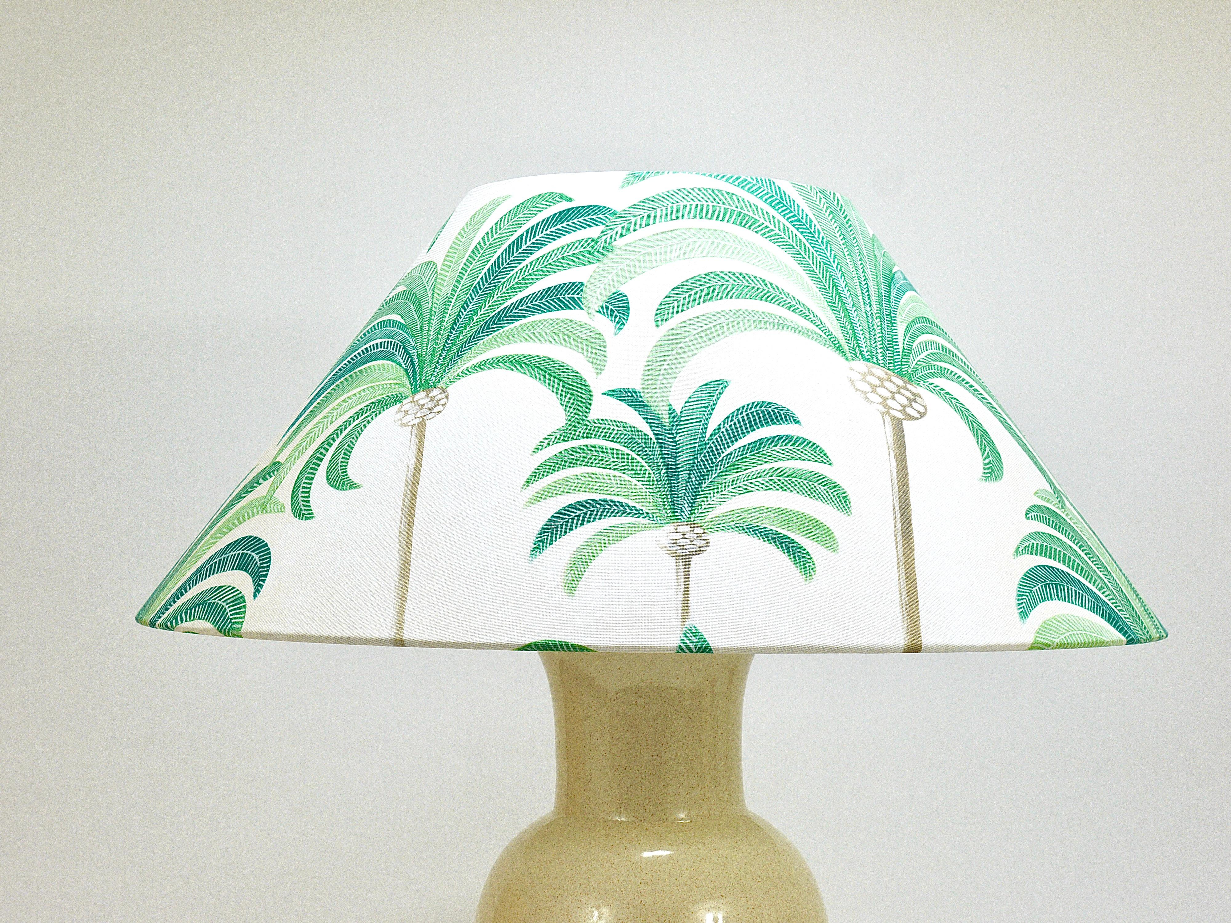 Pair Tommaso Barbi Riviera Palm Tree 1970s Table Lamps With Matching Pillows For Sale 2
