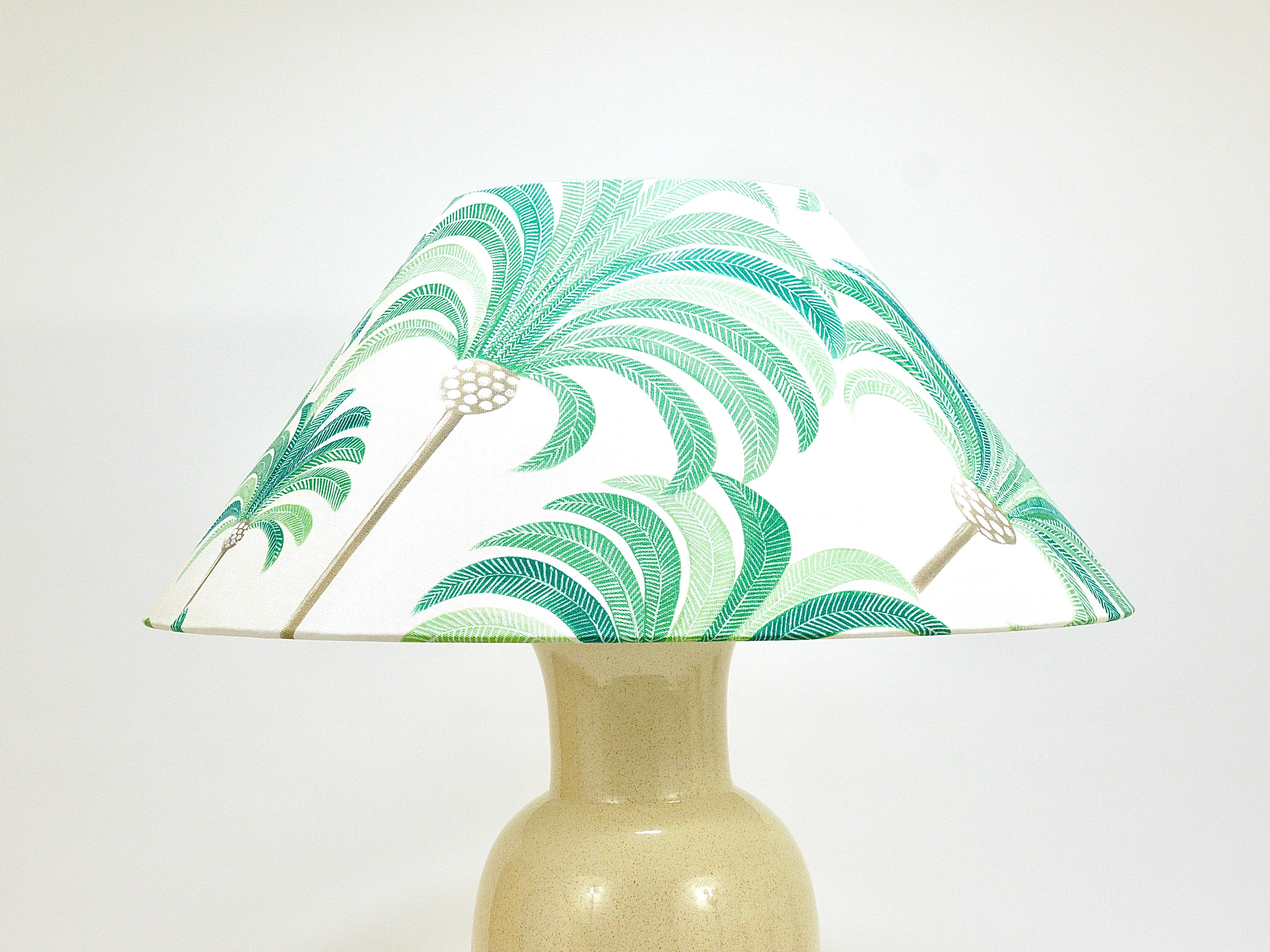 Pair Tommaso Barbi Riviera Palm Tree 1970s Table Lamps With Matching Pillows For Sale 3