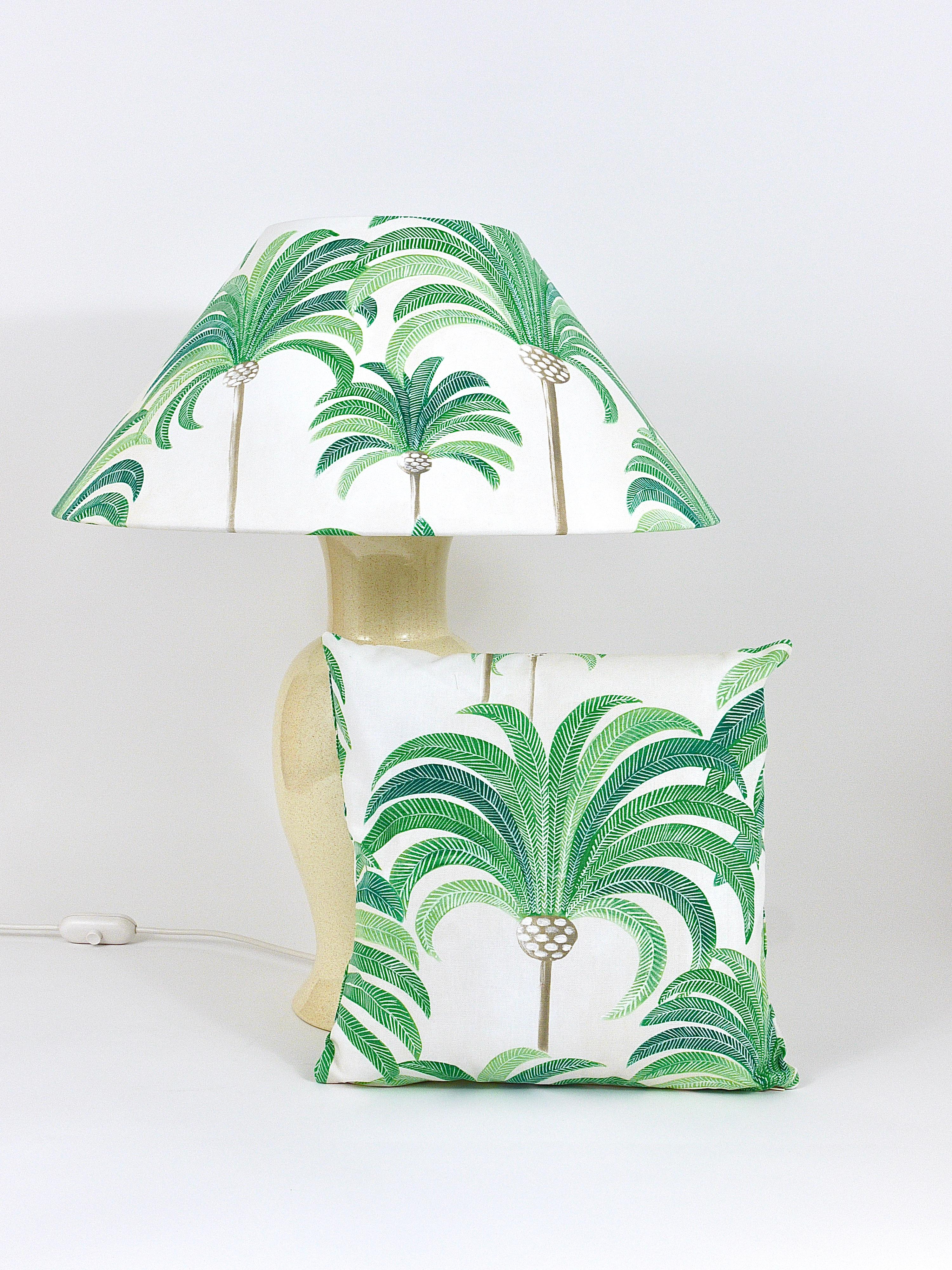 Pair Tommaso Barbi Riviera Palm Tree 1970s Table Lamps With Matching Pillows For Sale 6