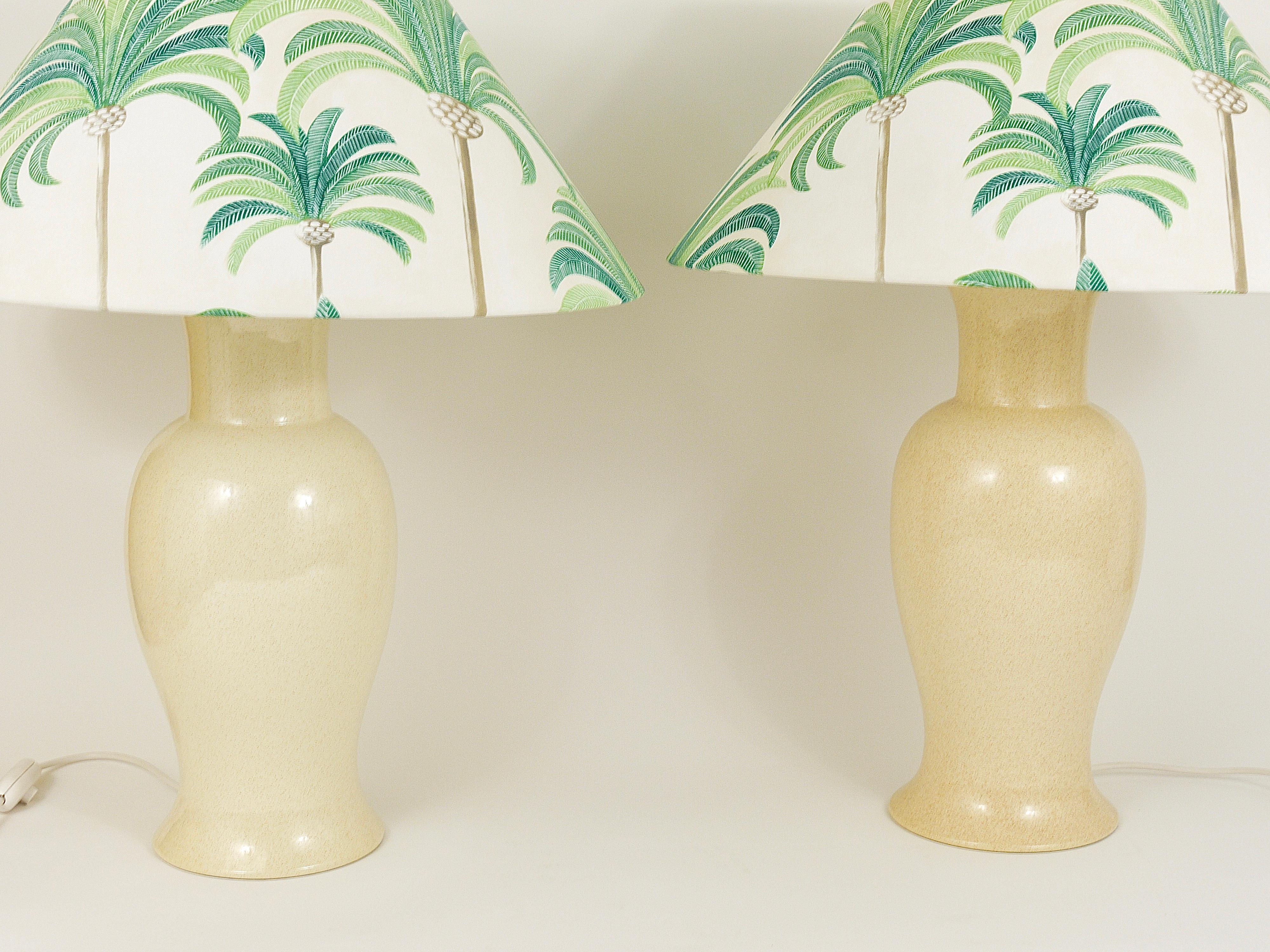 Pair Tommaso Barbi Riviera Palm Tree 1970s Table Lamps With Matching Pillows For Sale 8