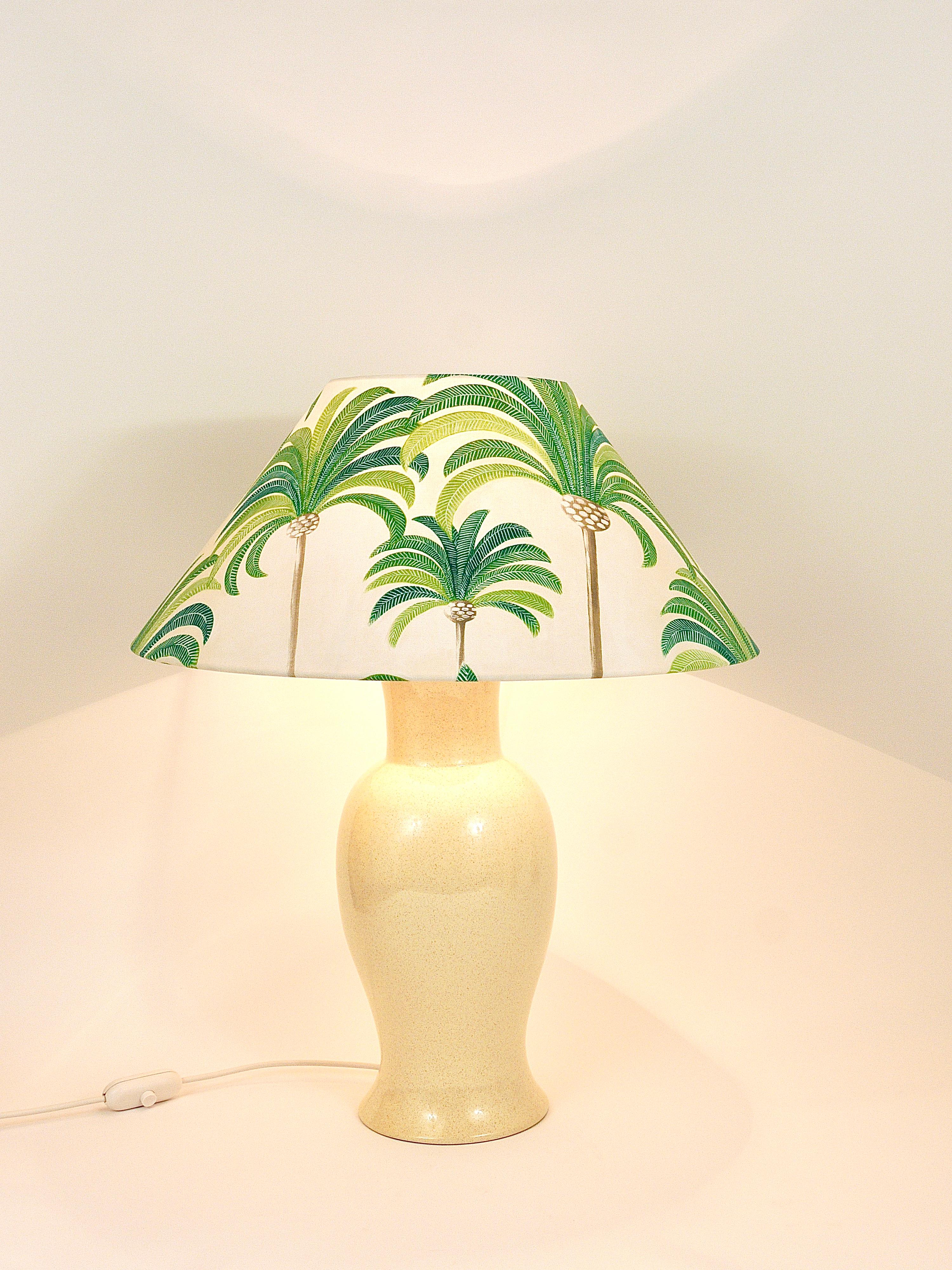 Mid-Century Modern Pair Tommaso Barbi Riviera Palm Tree 1970s Table Lamps With Matching Pillows For Sale