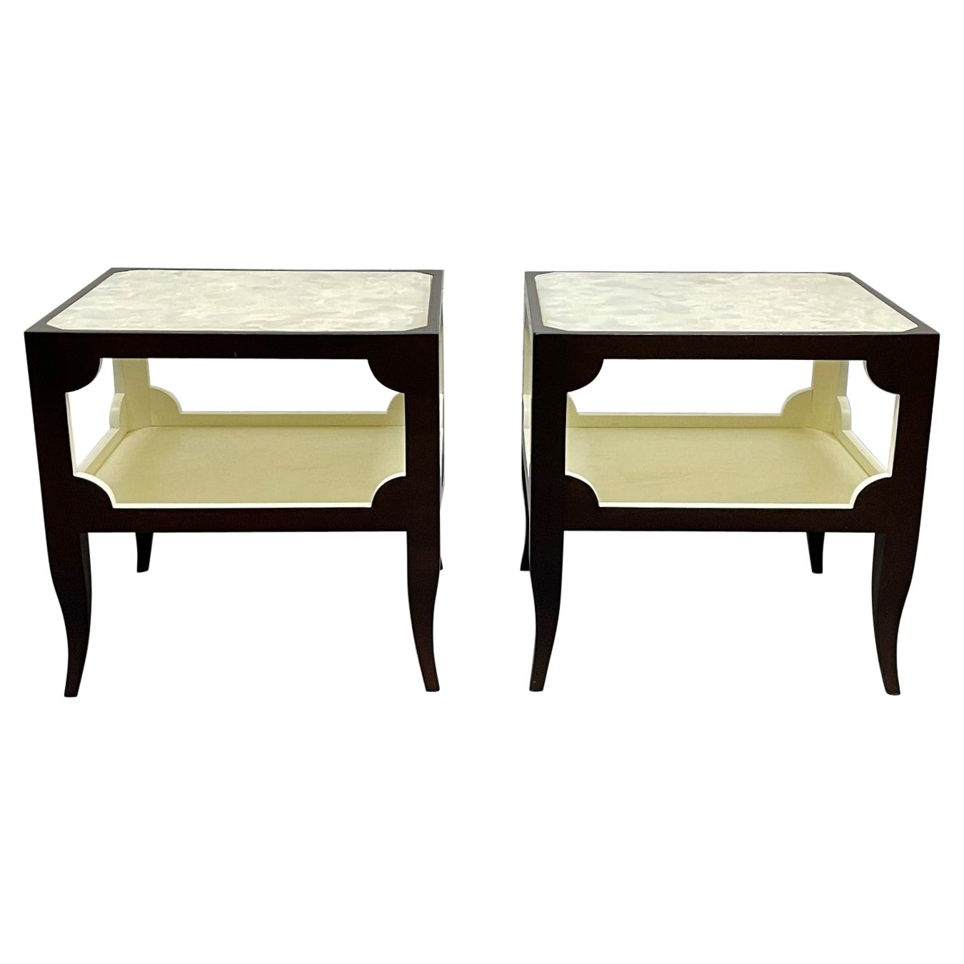 Pair Tommi Parzinger Originals Tables w/ Onyx Tops