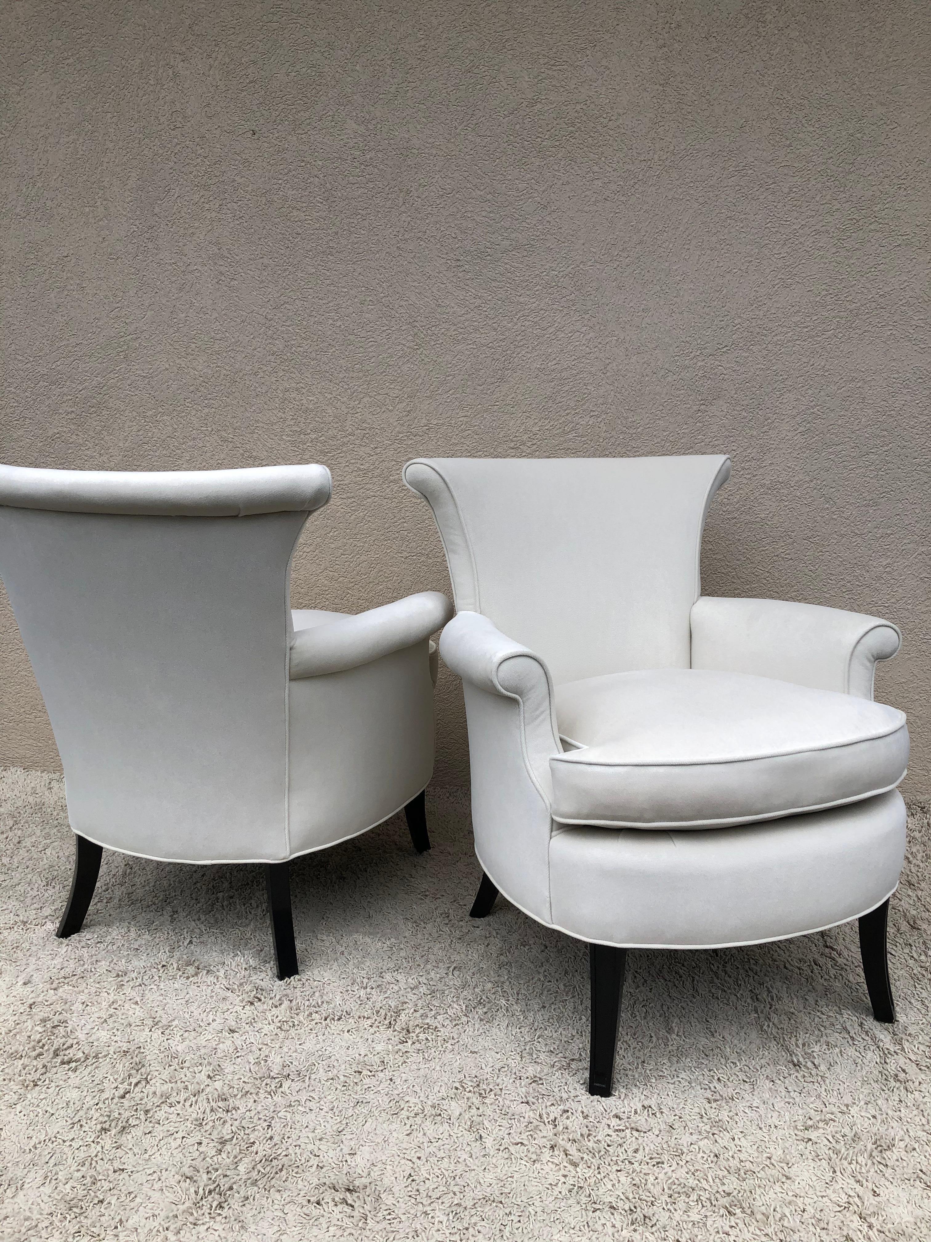 American Pair of Tommi Parzinger Petite Slipper Chairs/ Club Arm Chairs For Sale