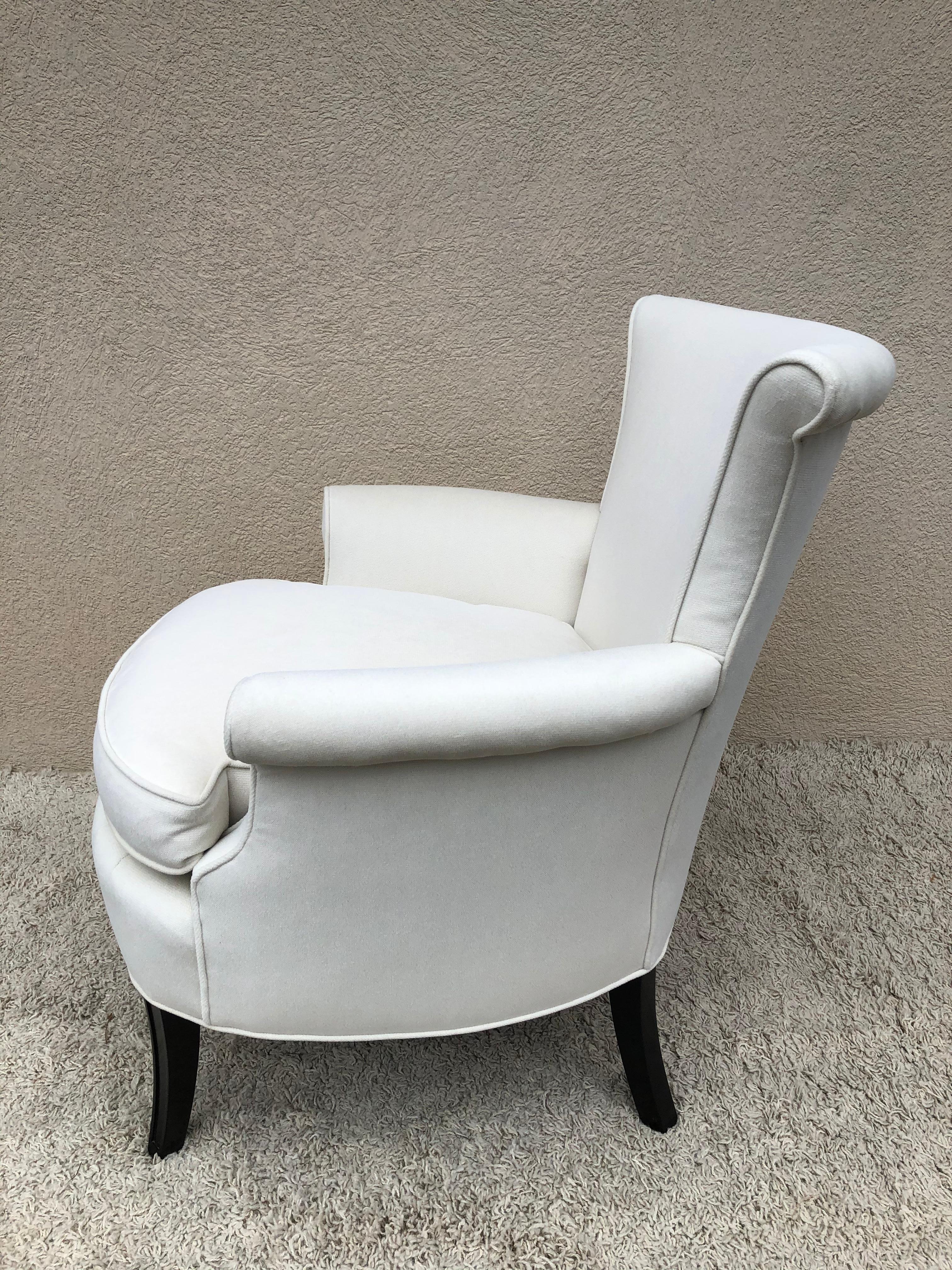 Fabric Pair of Tommi Parzinger Petite Slipper Chairs/ Club Arm Chairs
