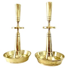 Pair Tommi Parzinger Solid Brass Candlesticks For Dorlyn Silversmiths