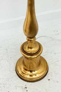 Pair Tommi Parzinger Style Solid Brass Mid Century Lamps