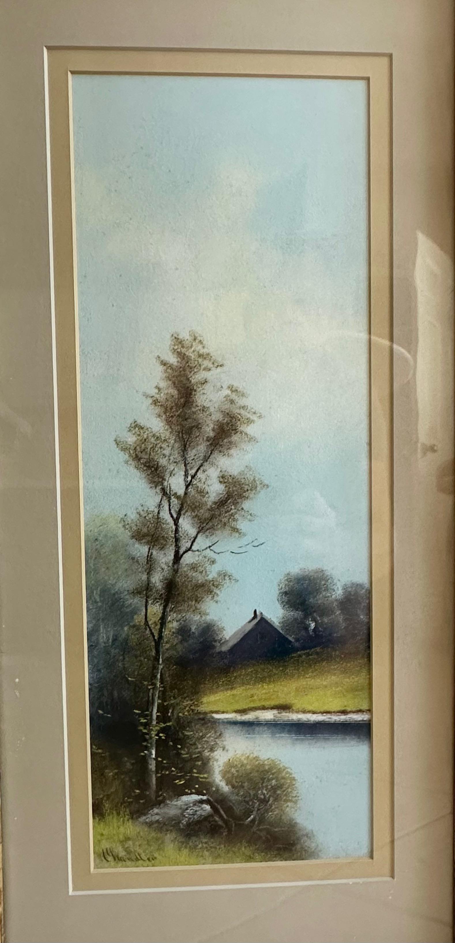 Coppia di dipinti di paesaggi a pastello tonalisti di William Henry Chandler in vendita 4